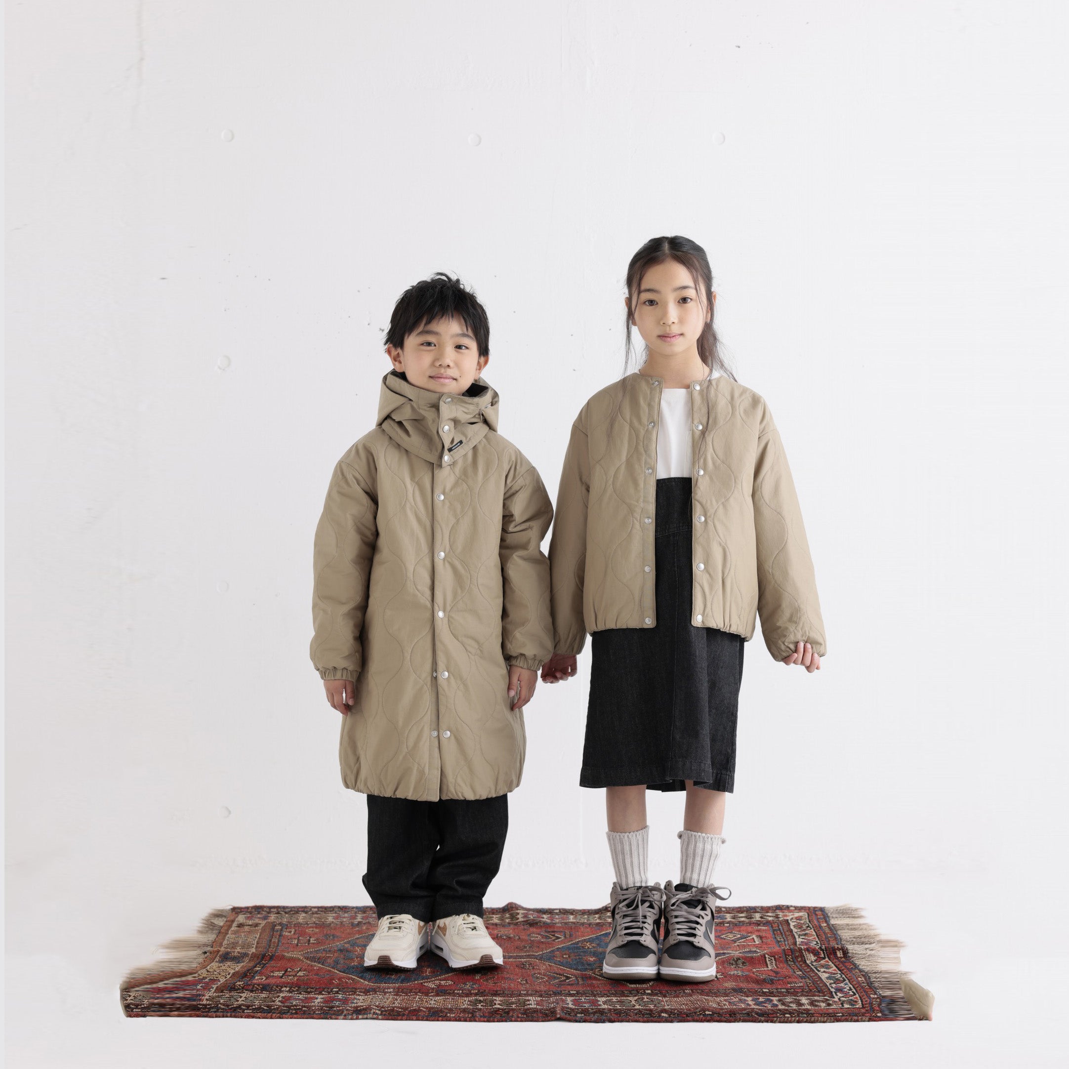 Boys & Girls Beige Reversible Padded Coat