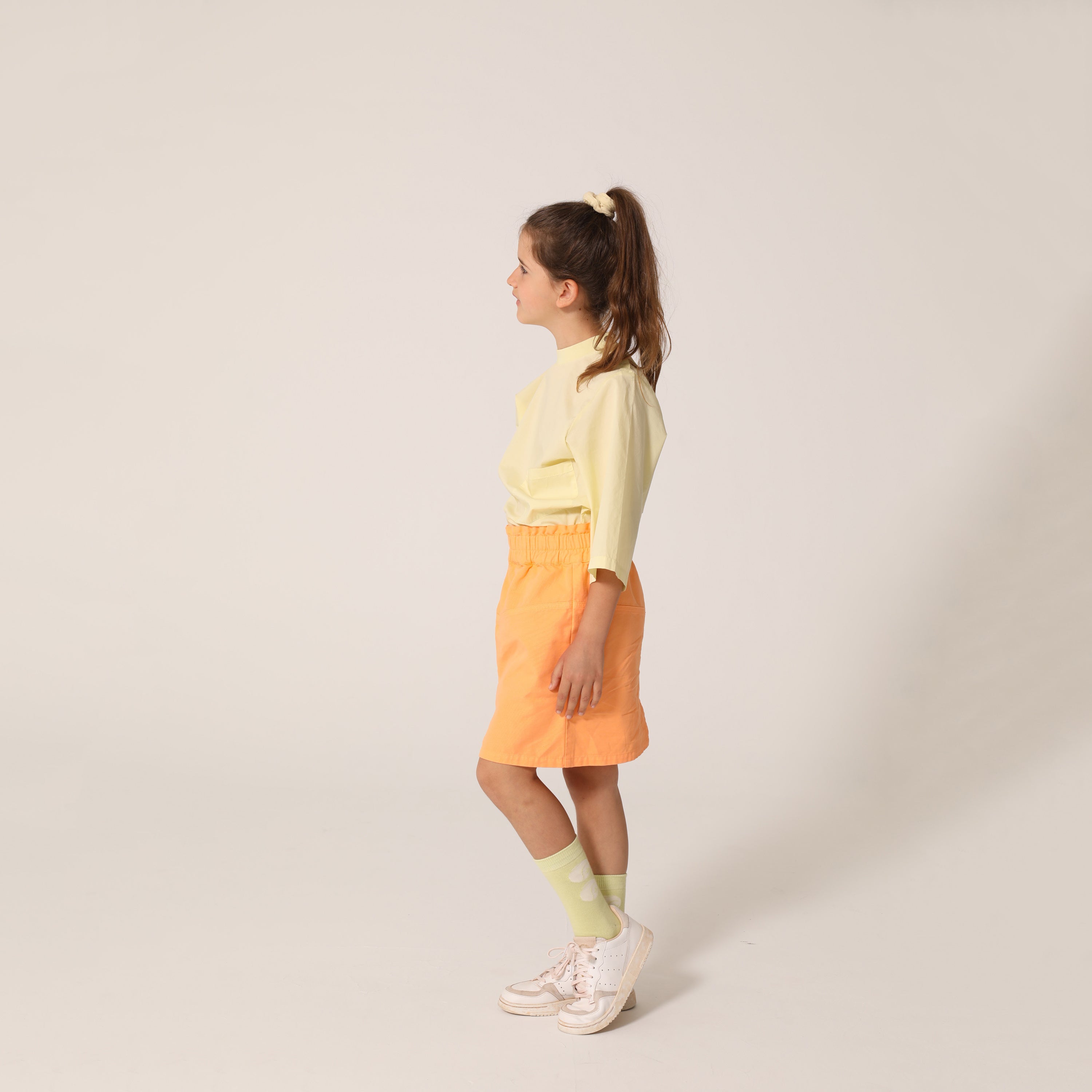 Girls Orange Yellow Cotton Skirt