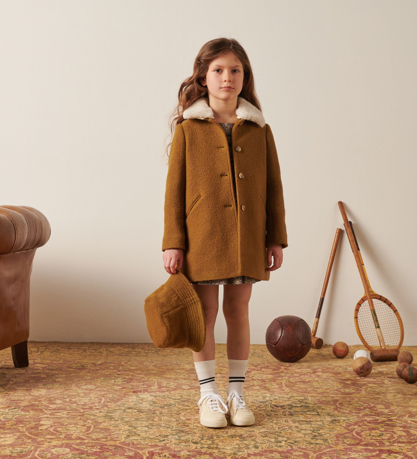 Girls Brown Wool Coat