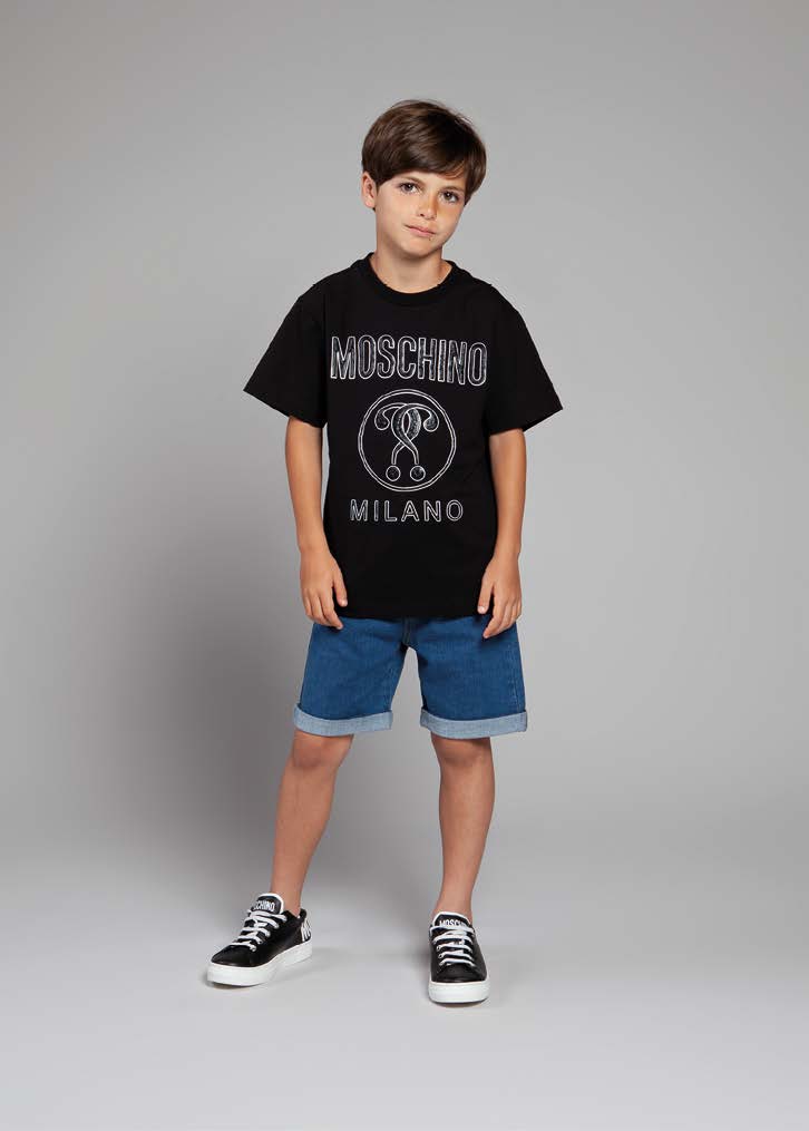 Boys Black Logo Cotton T-shirt