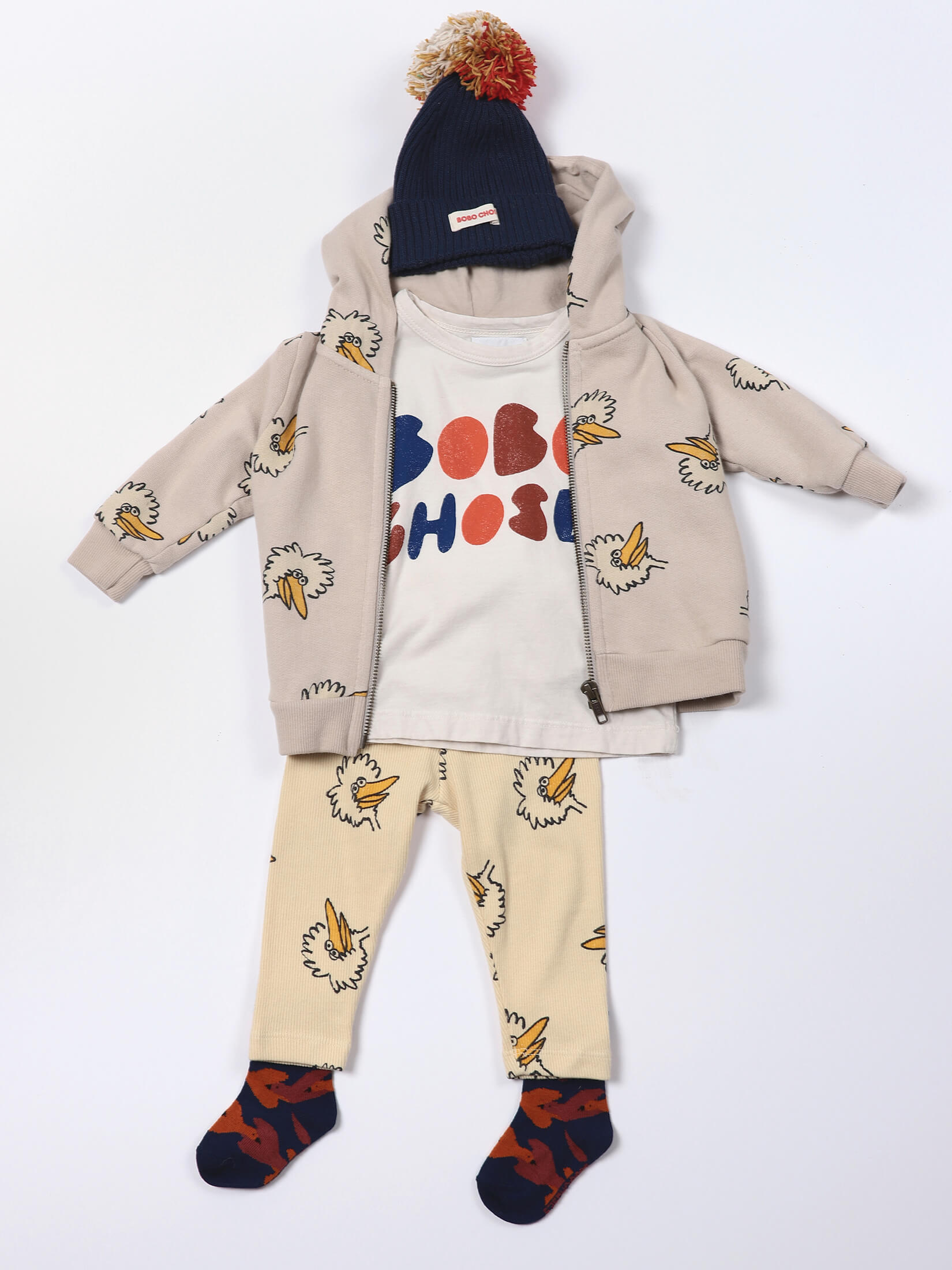 Baby Boys & Girls Beige Birdie Cotton Leggings