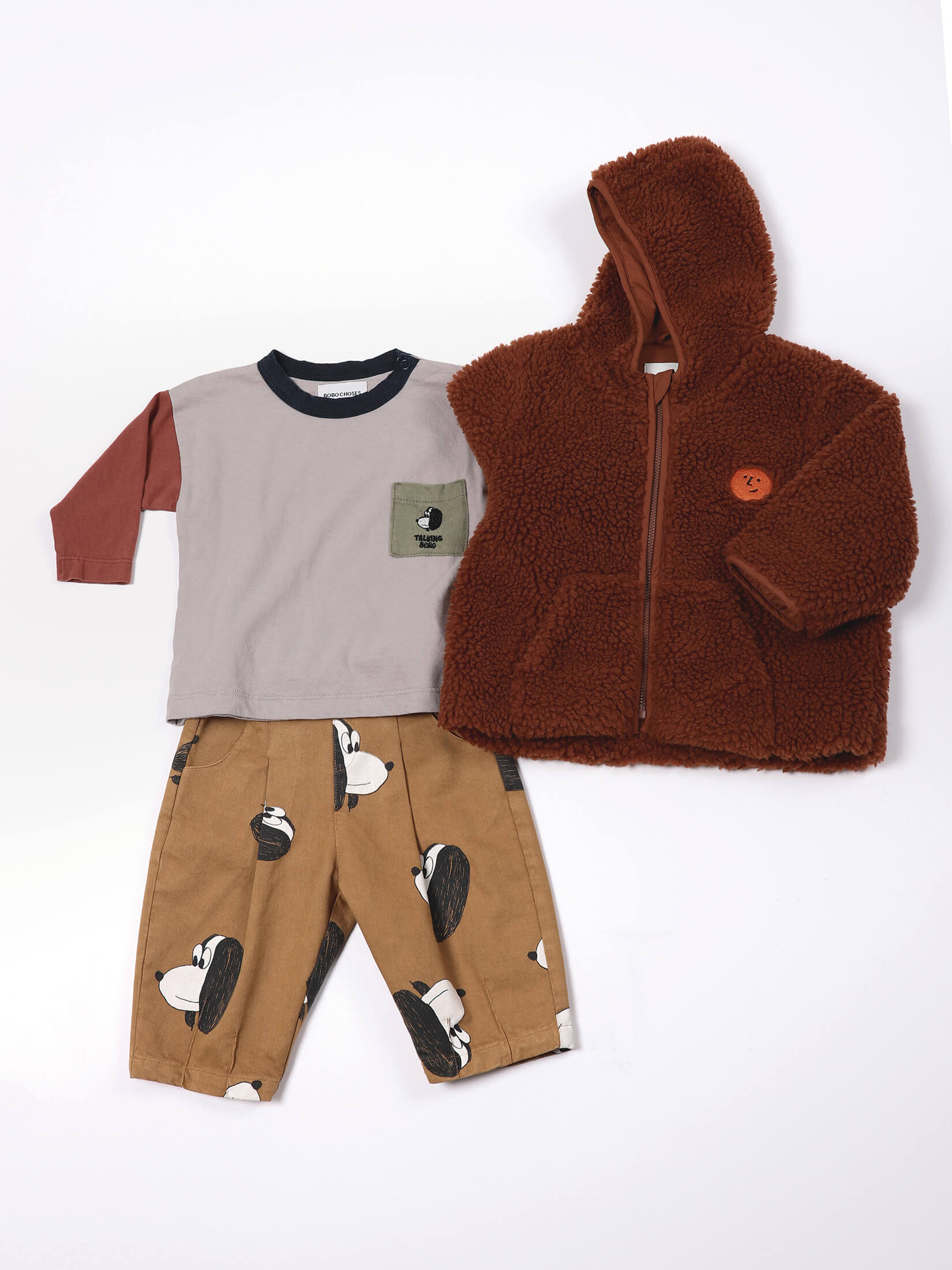 Baby Boys & Girls Brown Printed Trousers