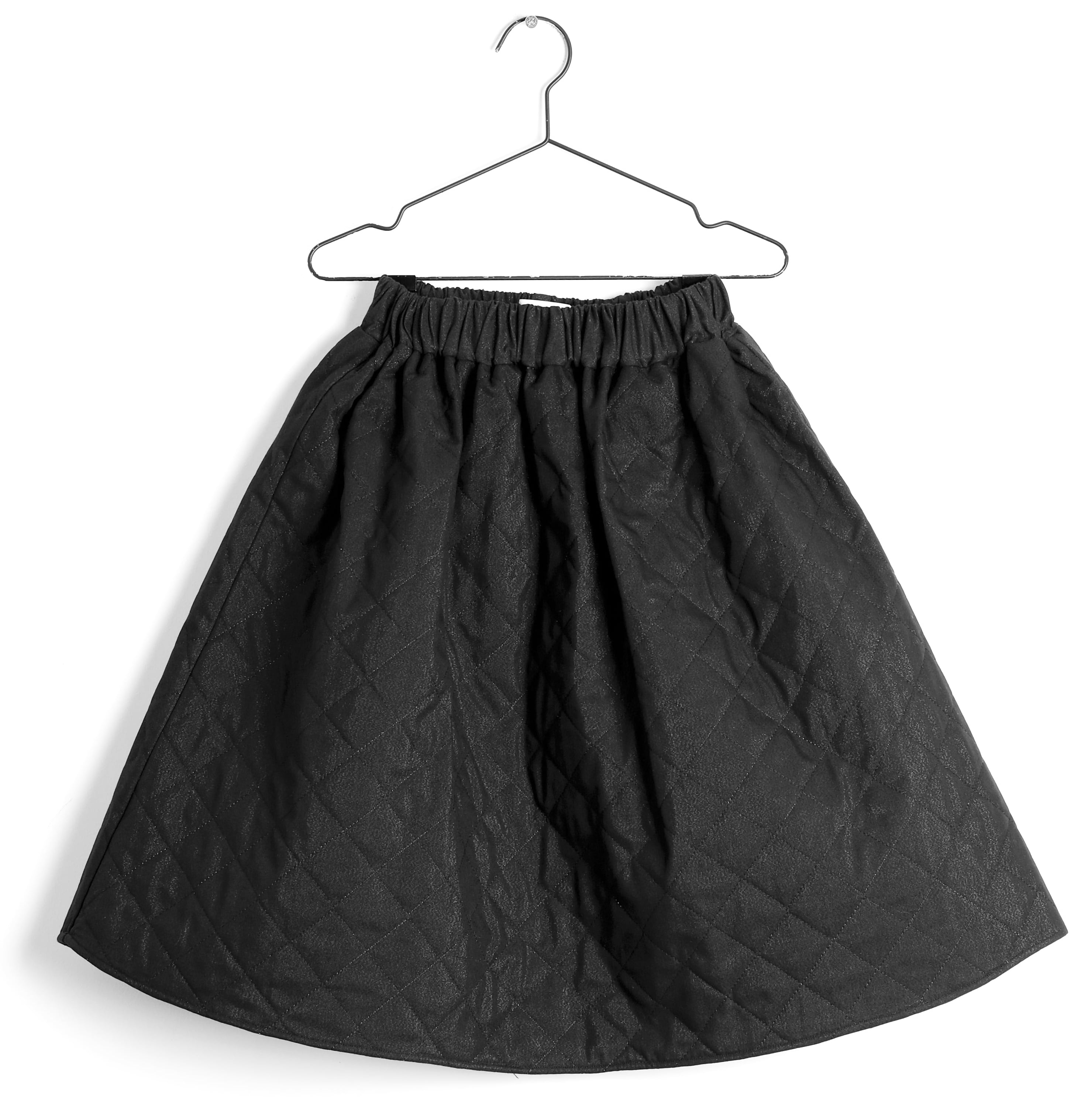 Girls Black Quilted Mid Length Skirt