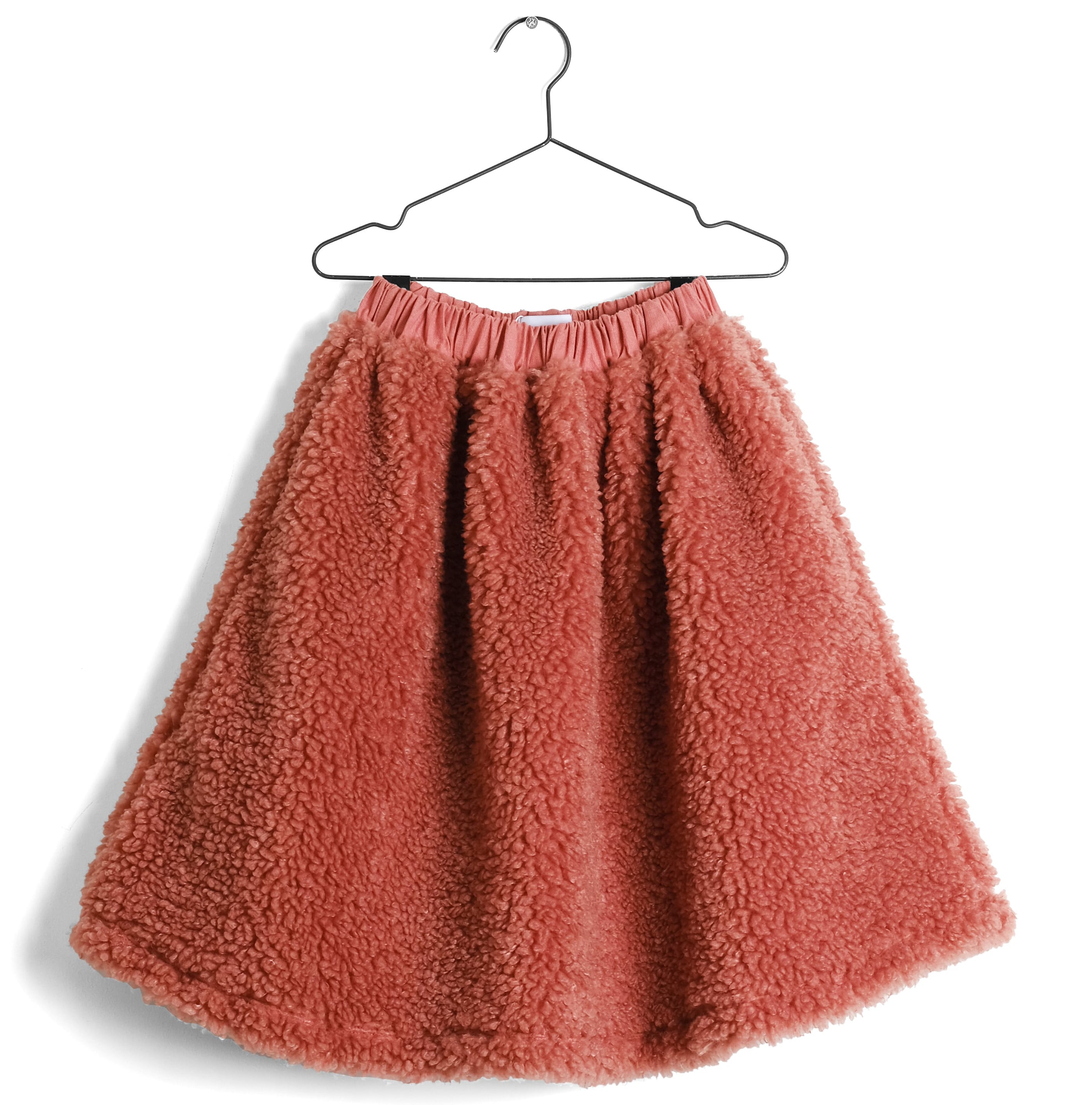 Girls Orange Faux Fur Mid Length Skirt