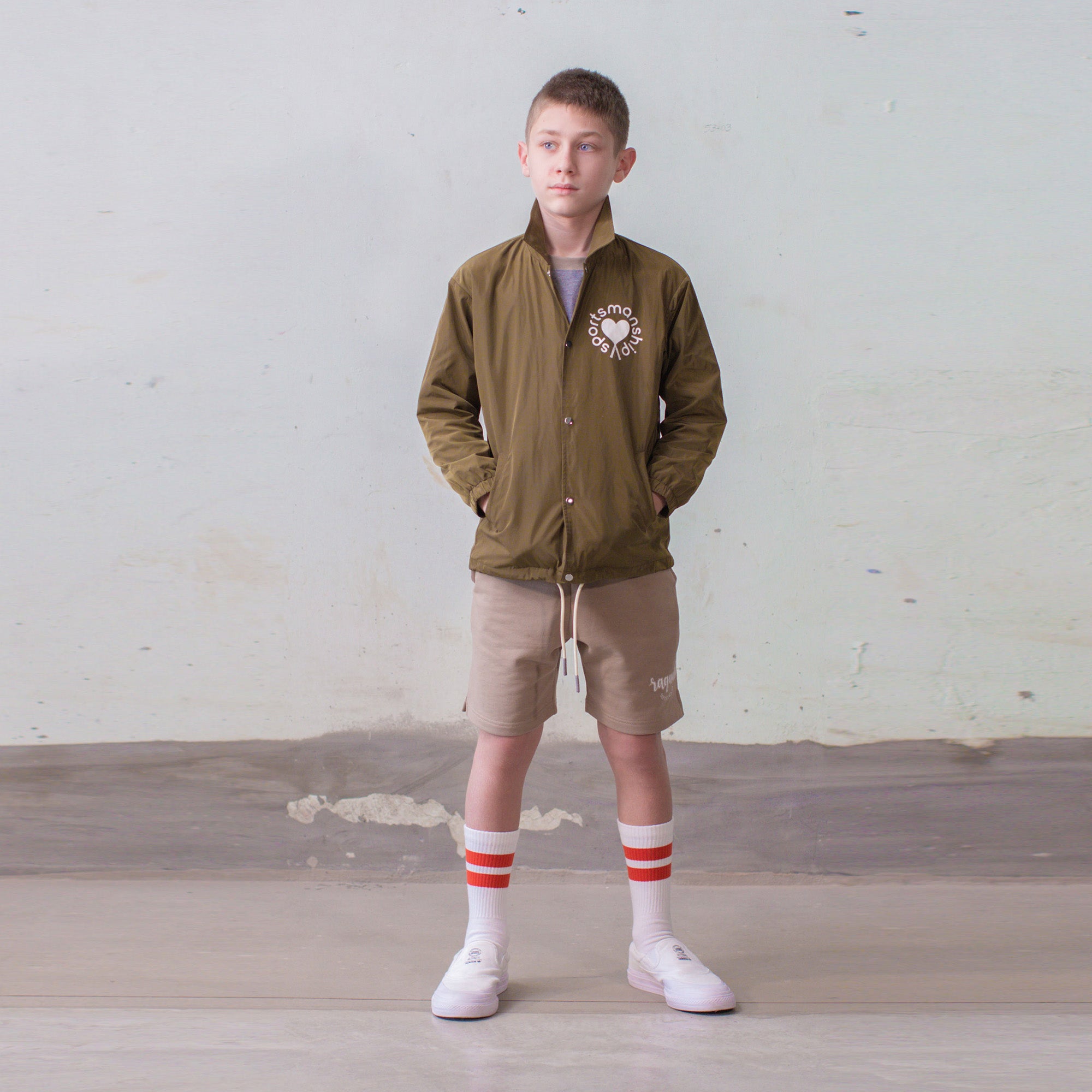 Boys & Girls Beige Logo Cotton Shorts