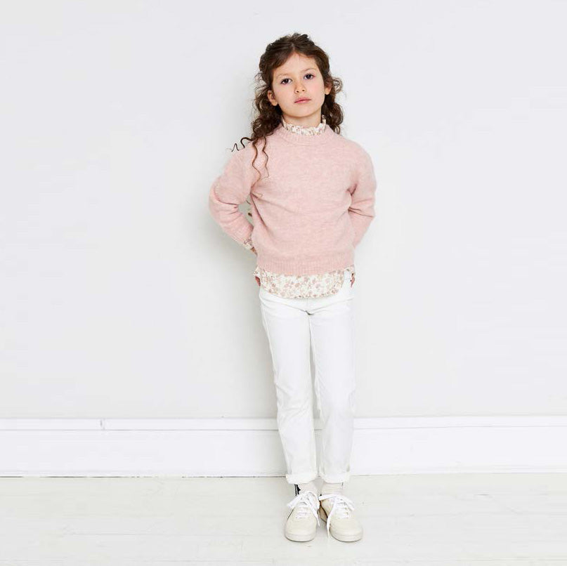 Girls White Denim Trousers