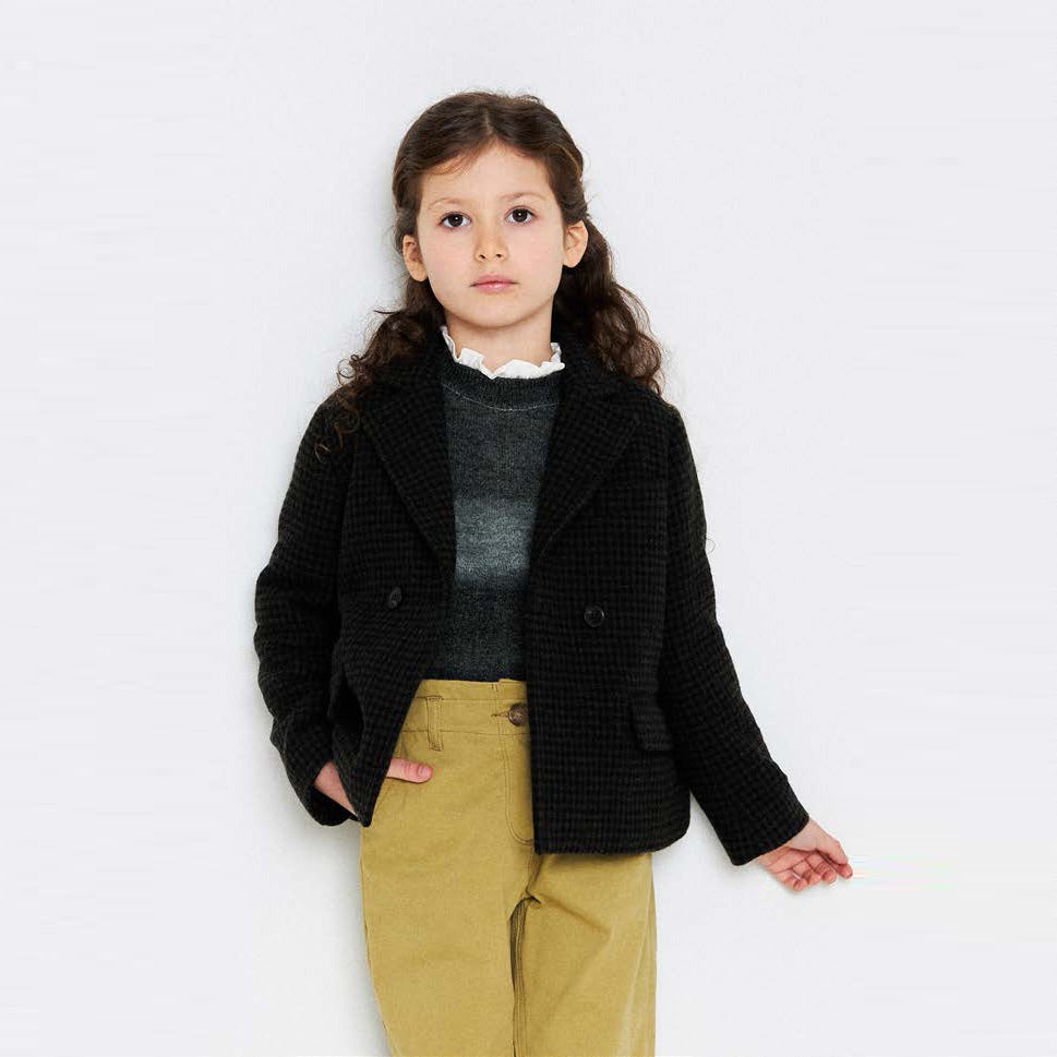 Girls Dark Khaki Wool Coat