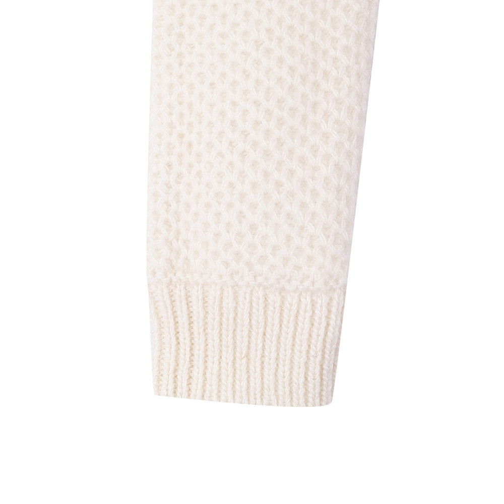 Baby Girls White Hooded Knitted Cardigan - CÉMAROSE | Children's Fashion Store - 5