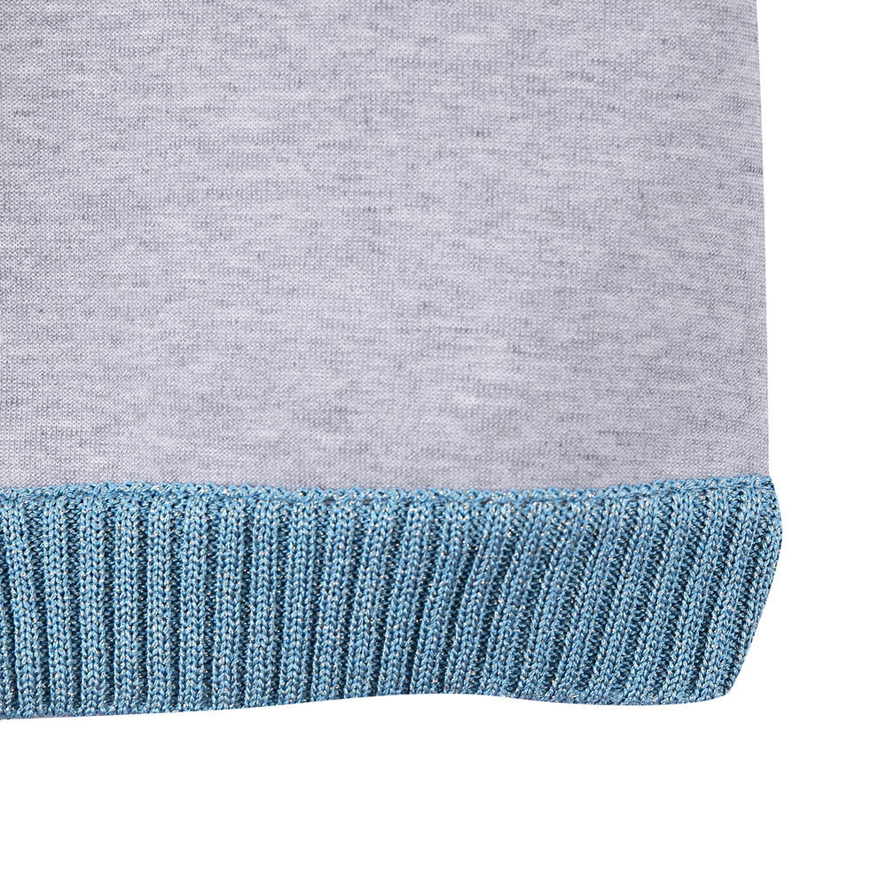 Baby Girls Light Grey Knitted Flower Trims Sweater - CÉMAROSE | Children's Fashion Store - 4