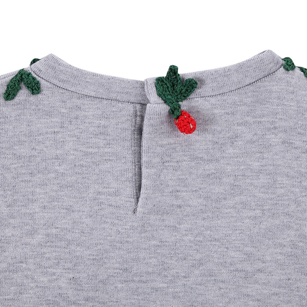 Baby Girls Light Grey Knitted Flower Trims Sweater - CÉMAROSE | Children's Fashion Store - 6