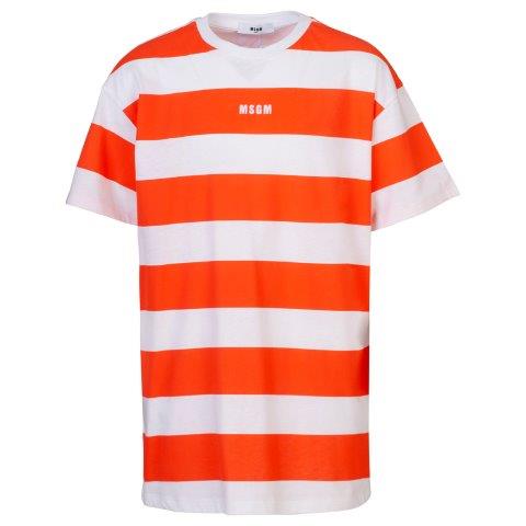 Girls Orange Stripe Cotton Dress