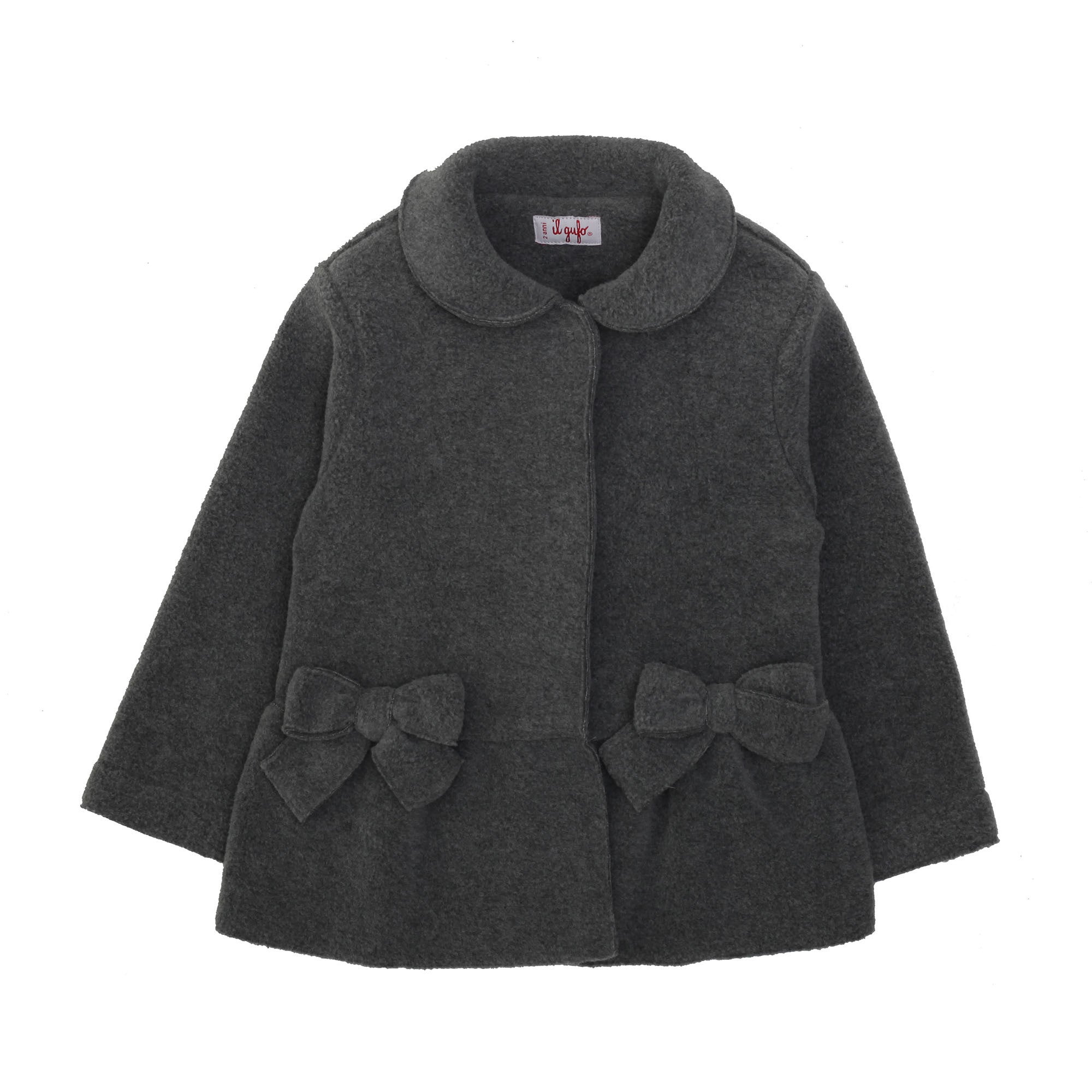 Girls Navy Blue Bow Trims Jacket With Peter Pan Collar - CÉMAROSE | Children's Fashion Store - 1