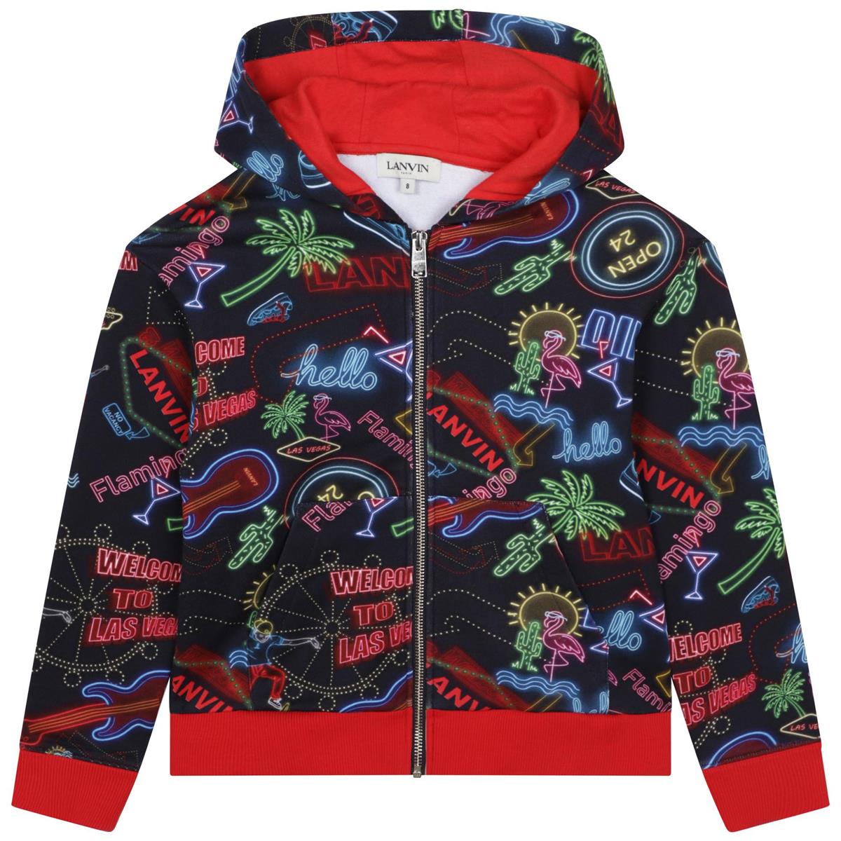 Boys Blue Printed Zip-Up Top