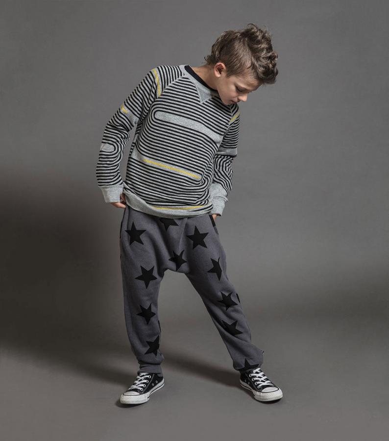 Boys & Girls Dark Grey Star Baggy Cotton Trousers