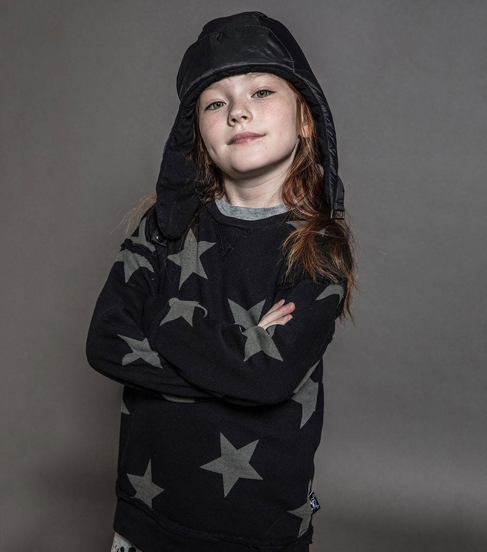 Boys & Girls Black Star Cotton Sweatshirt