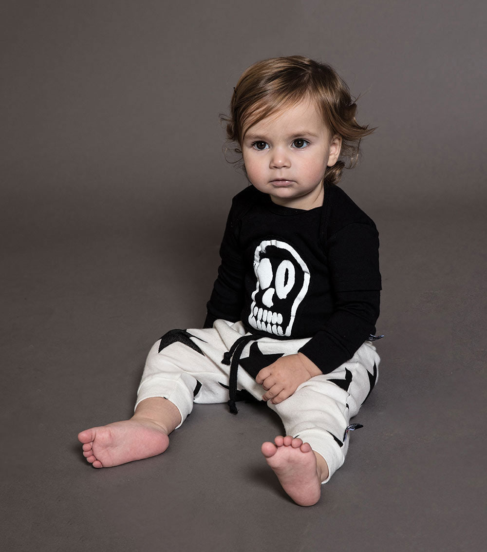 Baby Boys & Girls White Star Baggy Cotton Trousers