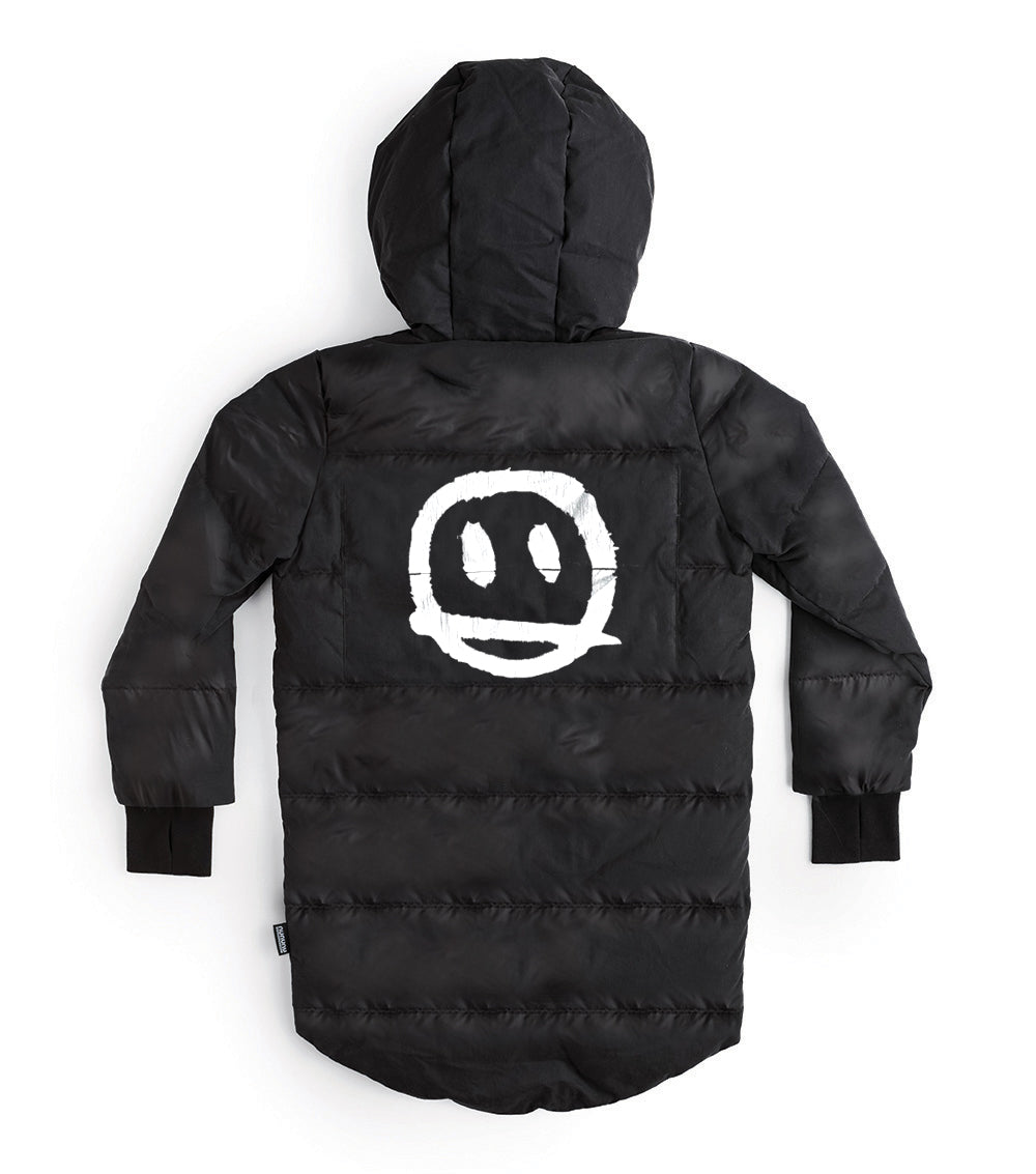 Boys & Girls Black Smile Heavy Down Coat