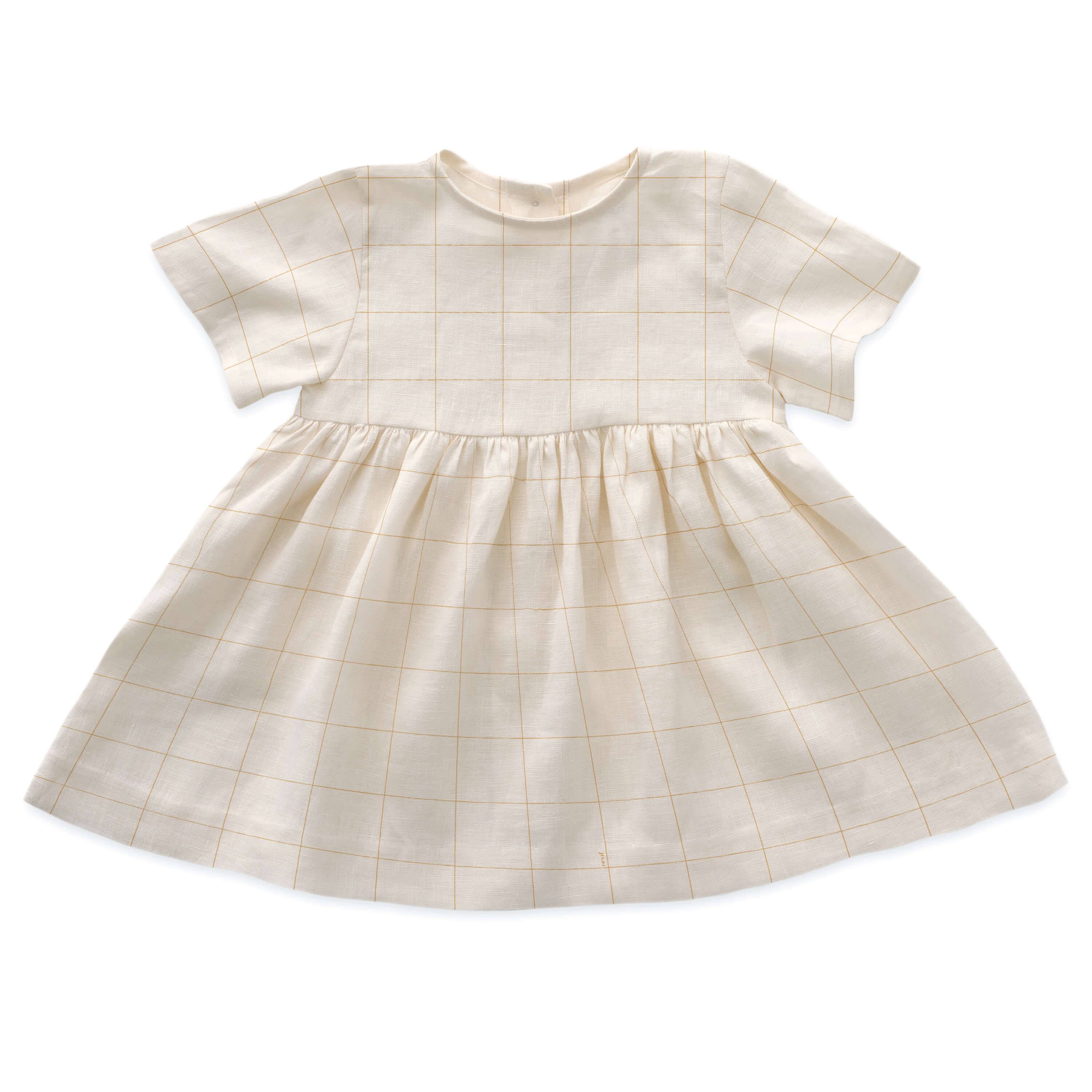 Robe en lin à carreaux blanche pour fille