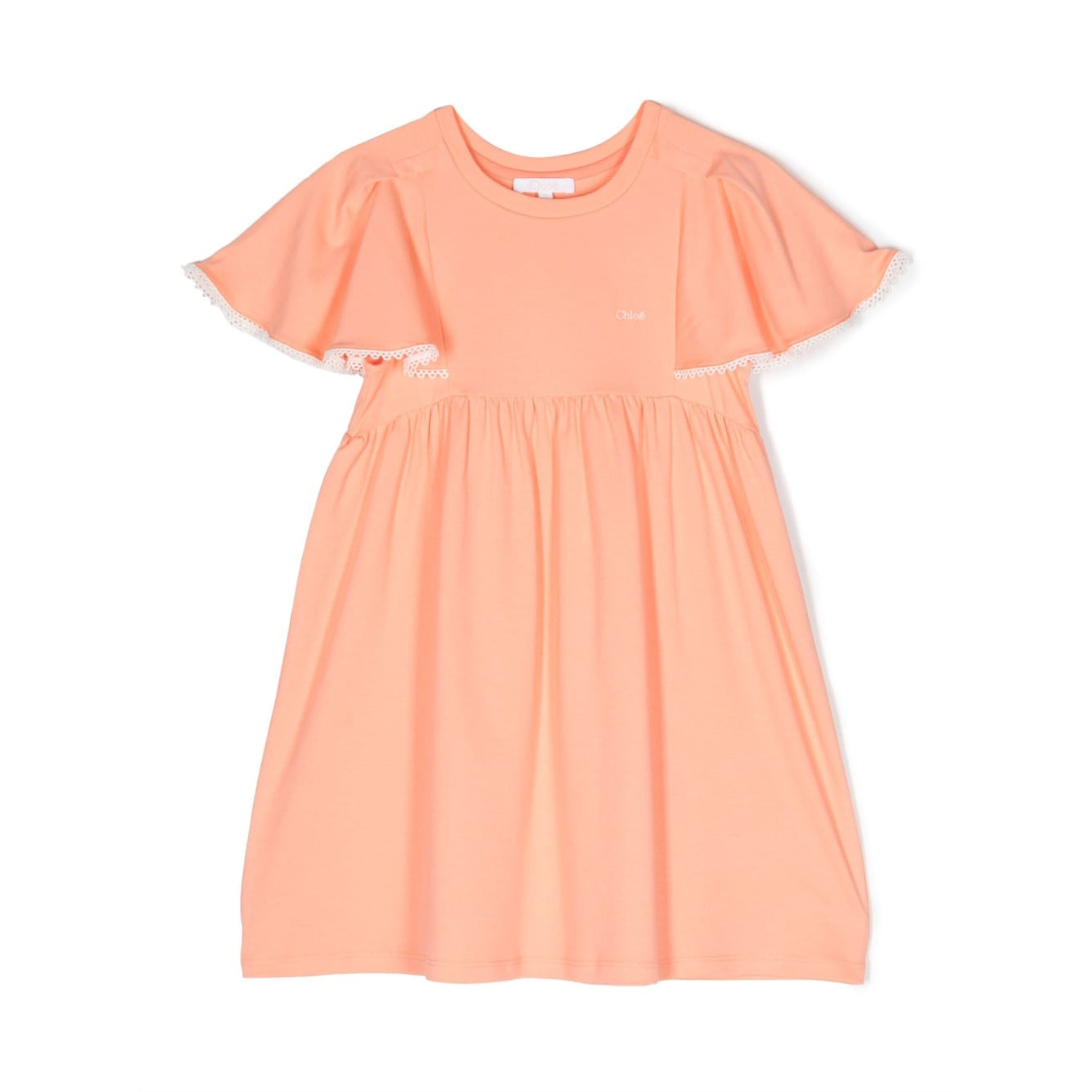Girls Peach Cotton Dress