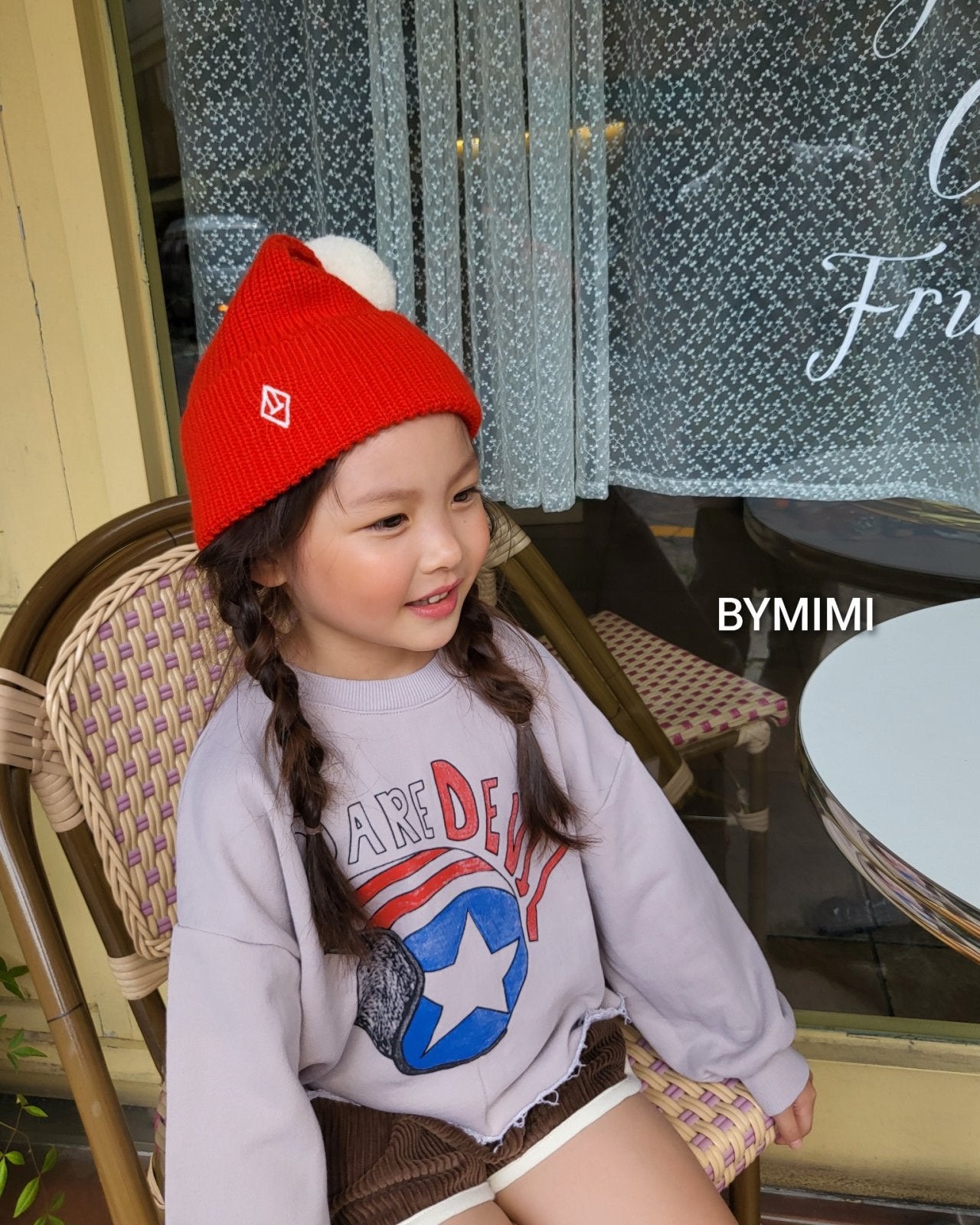 Girls Beige Printed Cotton Sweatshirt