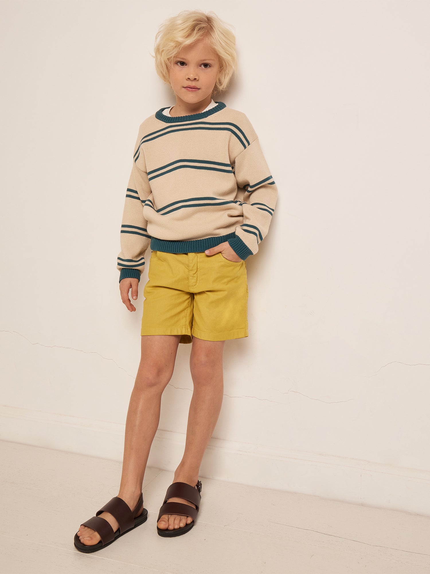 Boys Yellow Cotton Shorts