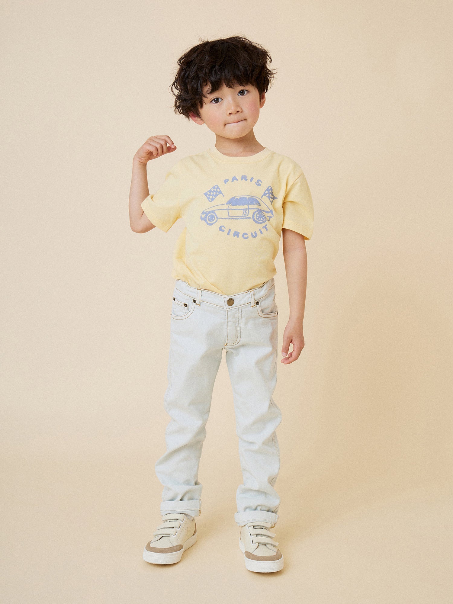 Boys Yellow Printed Cotton T-Shirt