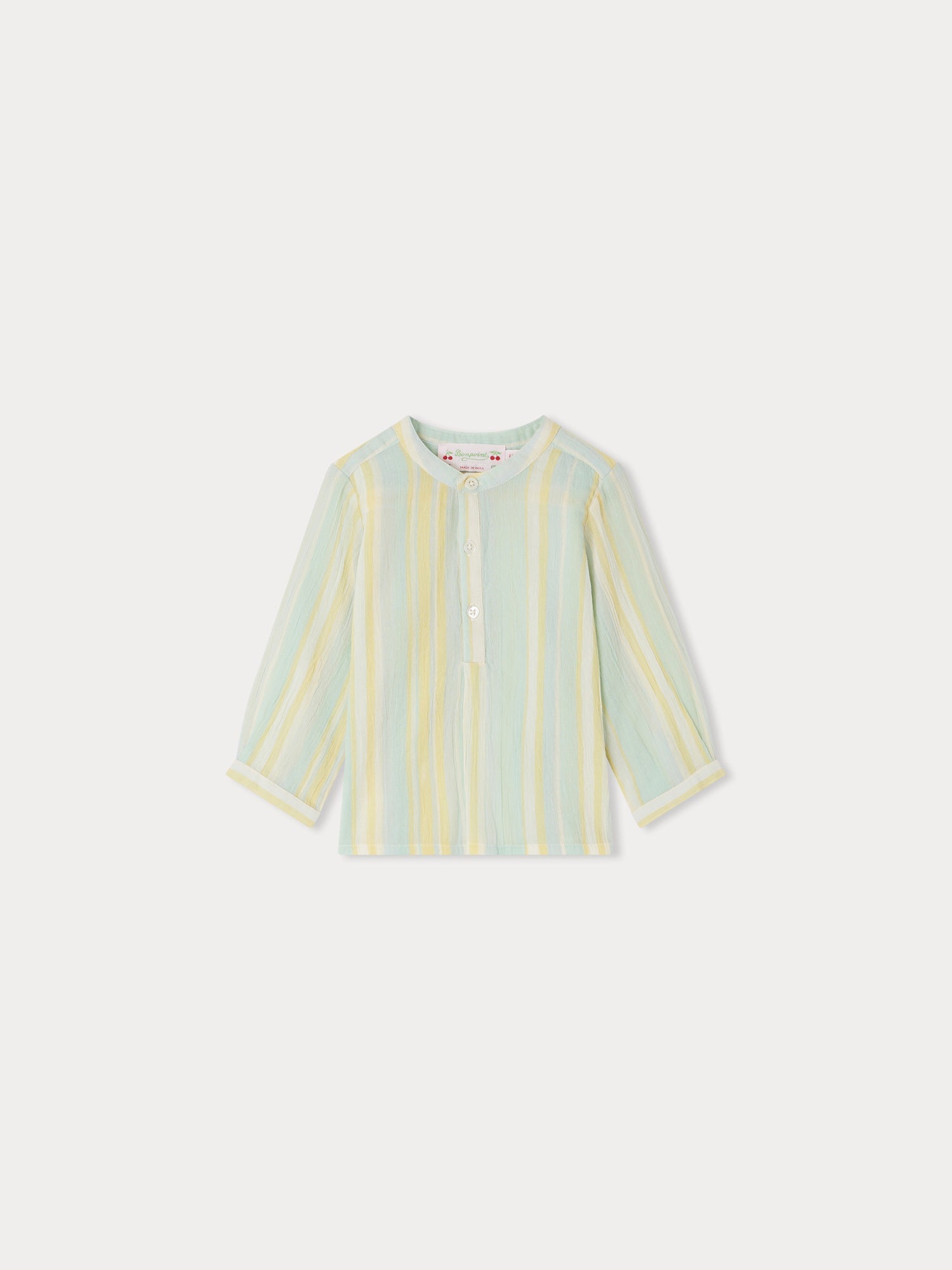 Baby Boys Green Stripes Cotton Shirt