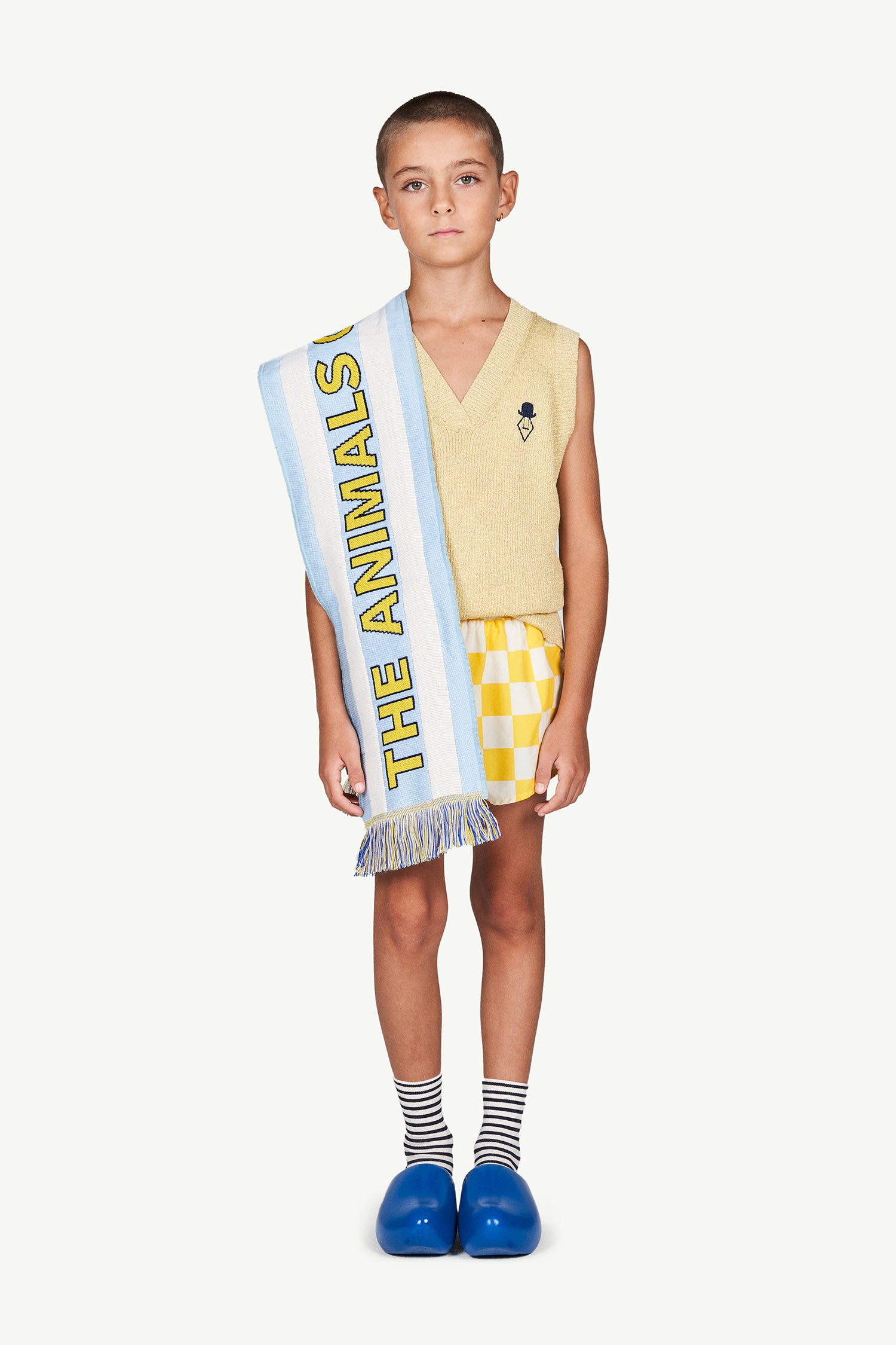 Boys Yellow Squares Swim Shorts