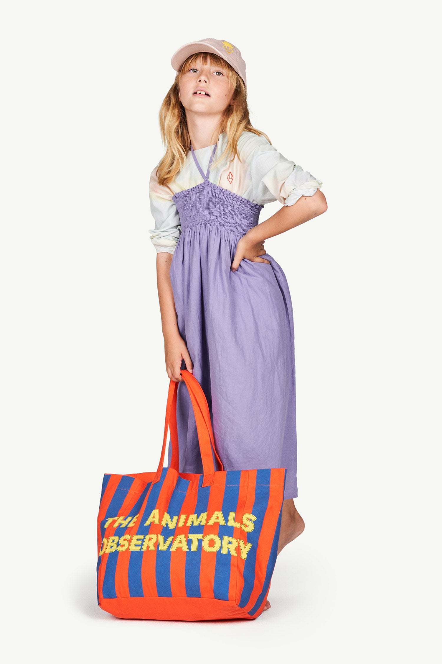 Girls Purple Logo Cotton Dress