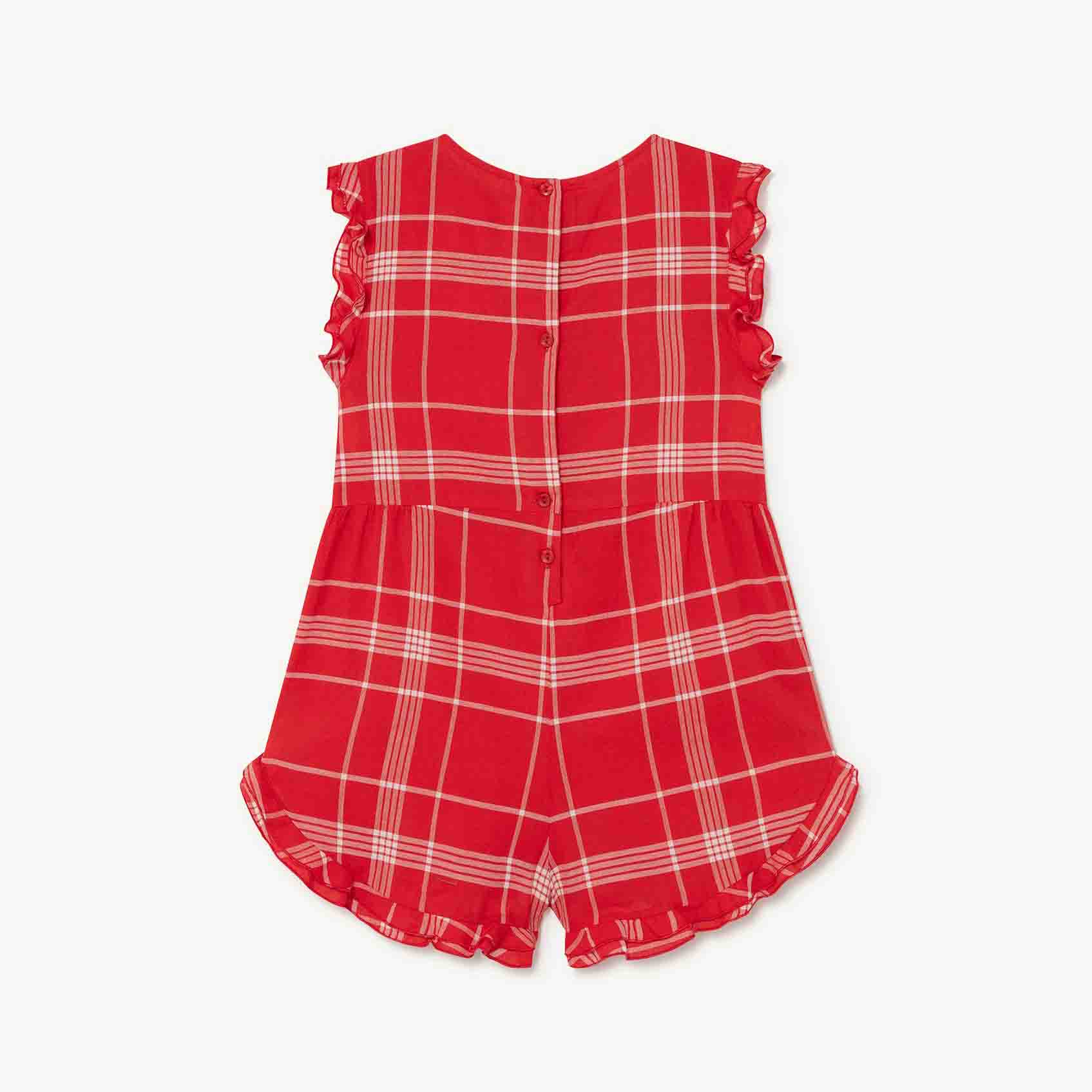 Girls Red Check Romper