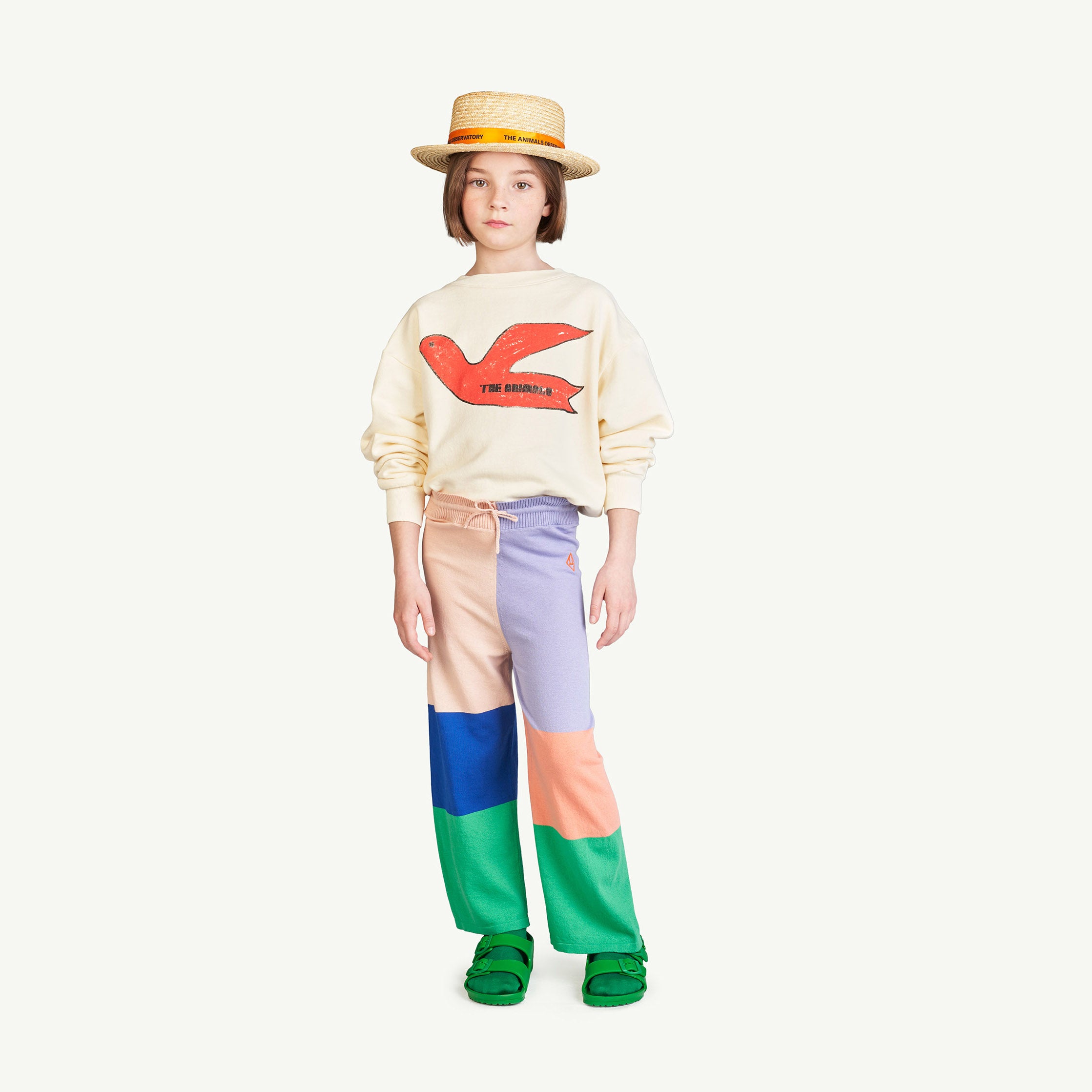 Boys & Girls White Bird Cotton Sweatshirt