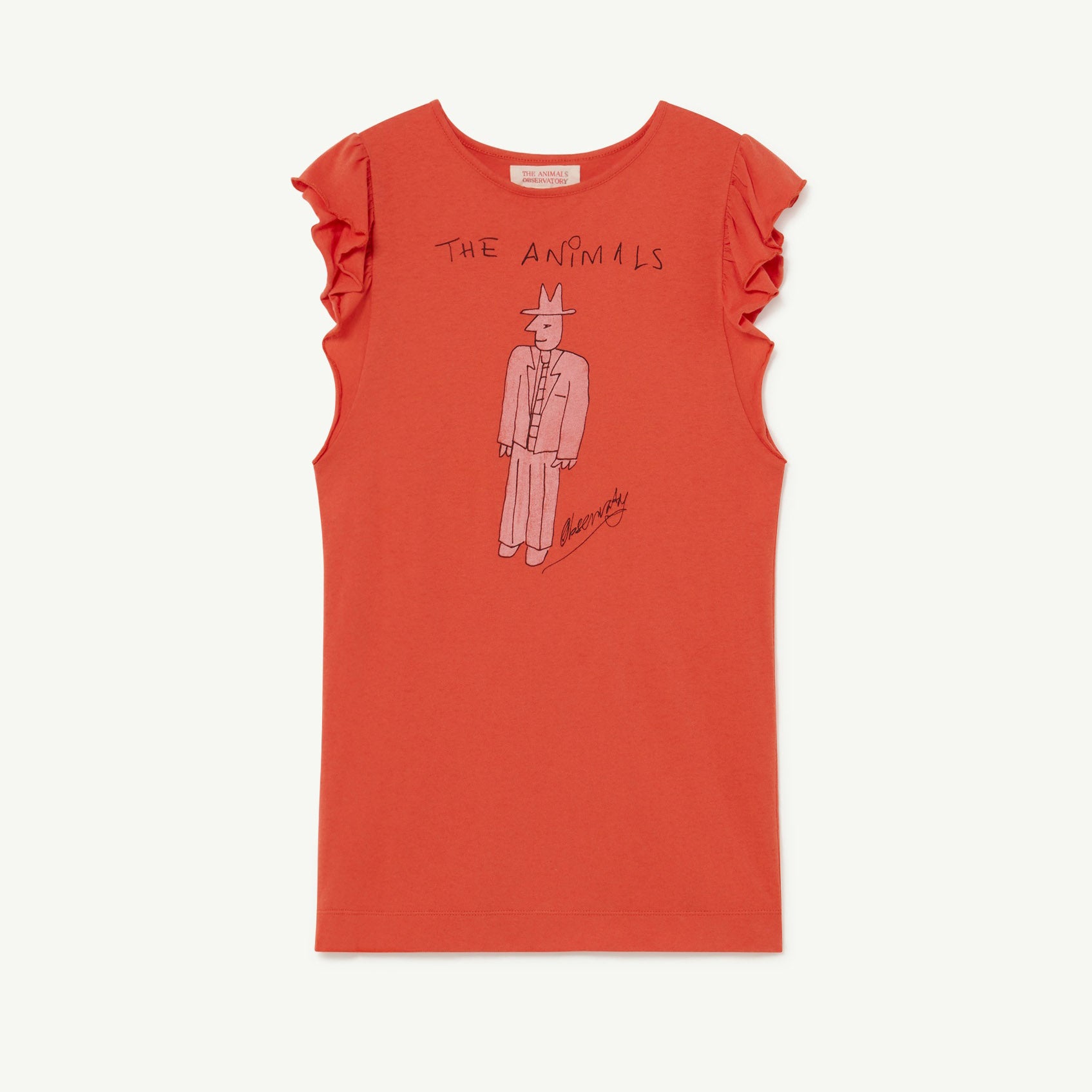 Girls Red Printed Cotton Dress