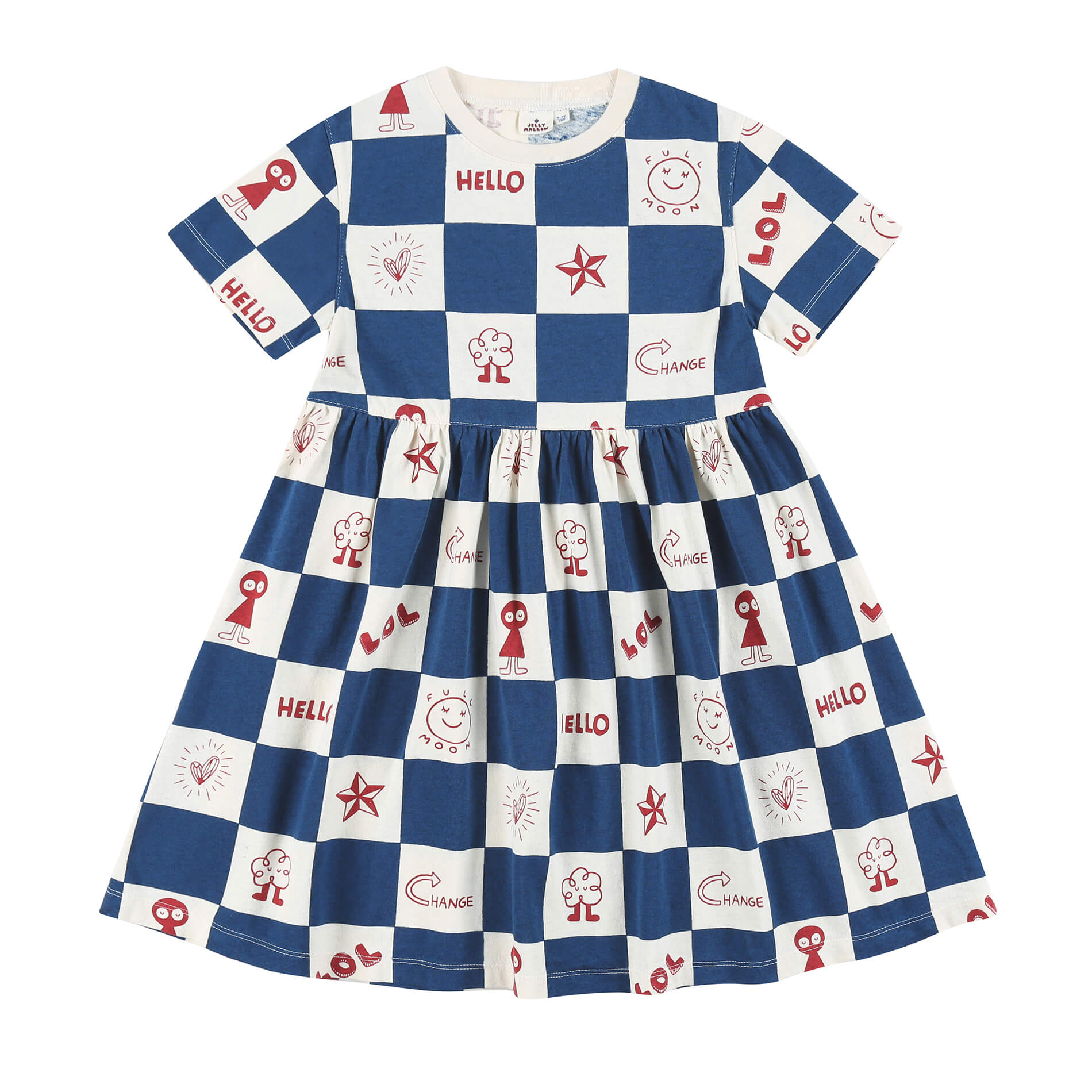 Robe en coton bleue à carreaux pour filles