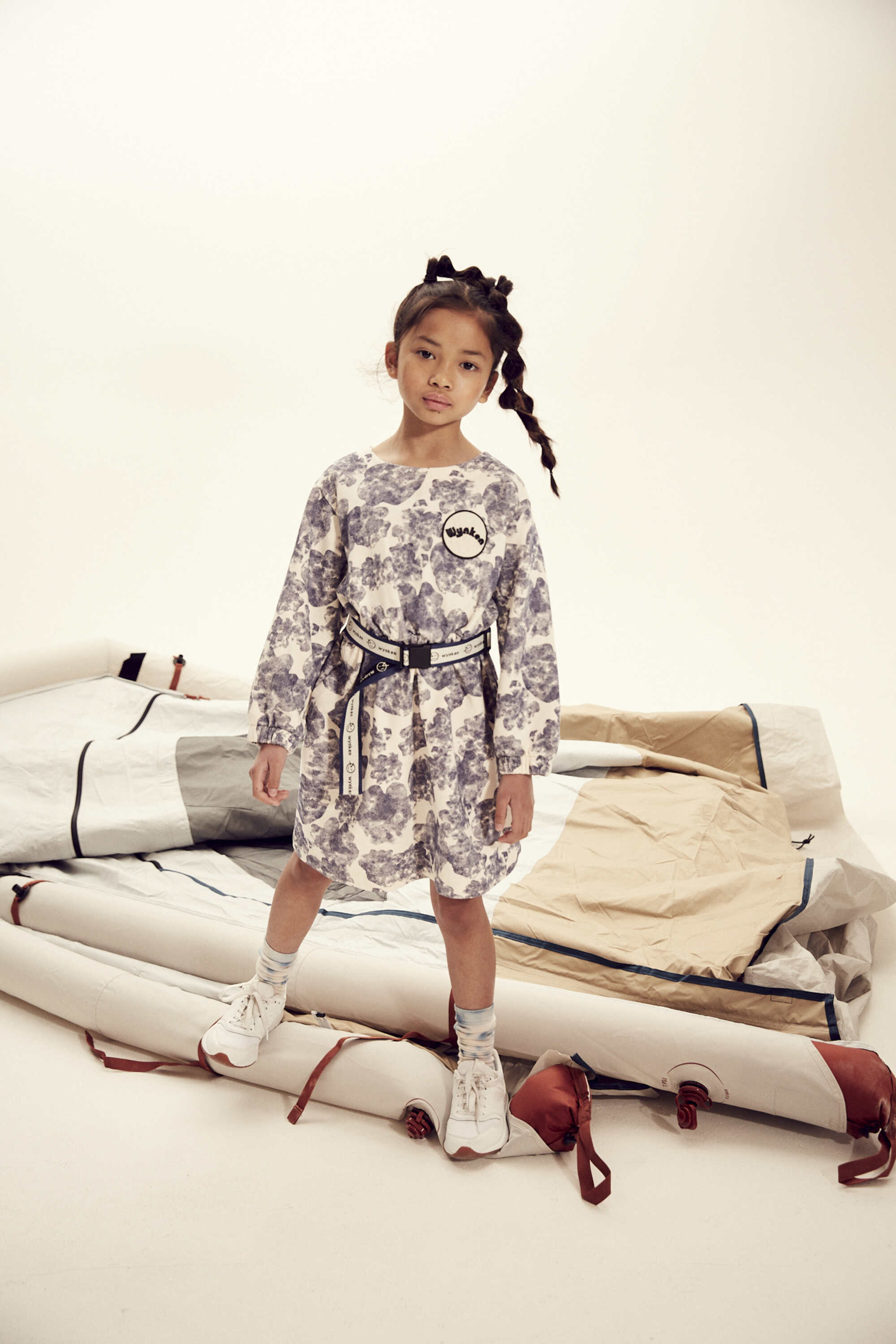 Girls Navy Printed Cotton Dress