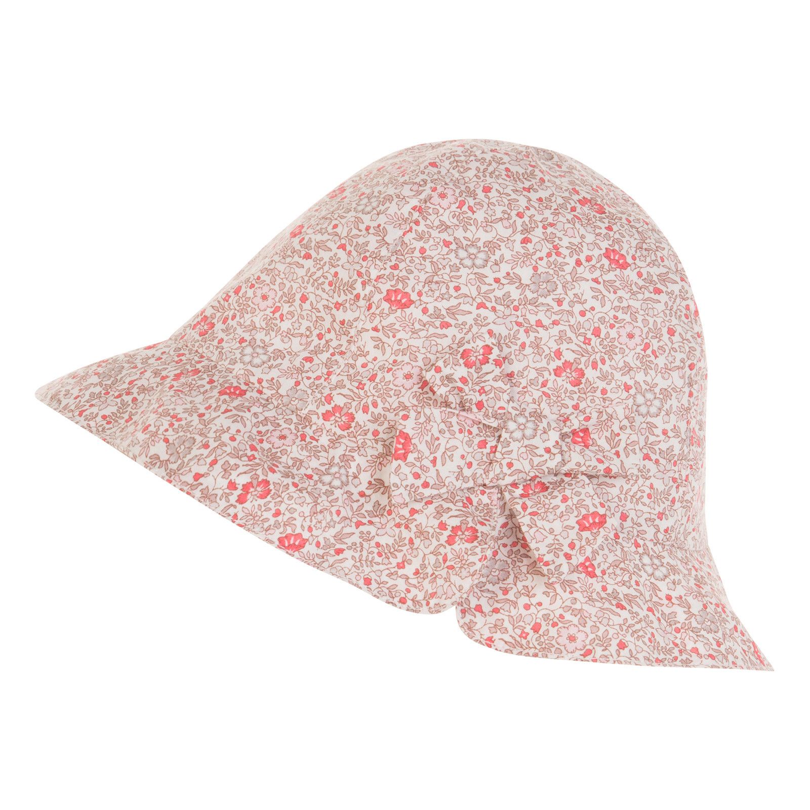 Baby Girls Pink Cotton Floral Printed Bow Trims Hat - CÉMAROSE | Children's Fashion Store