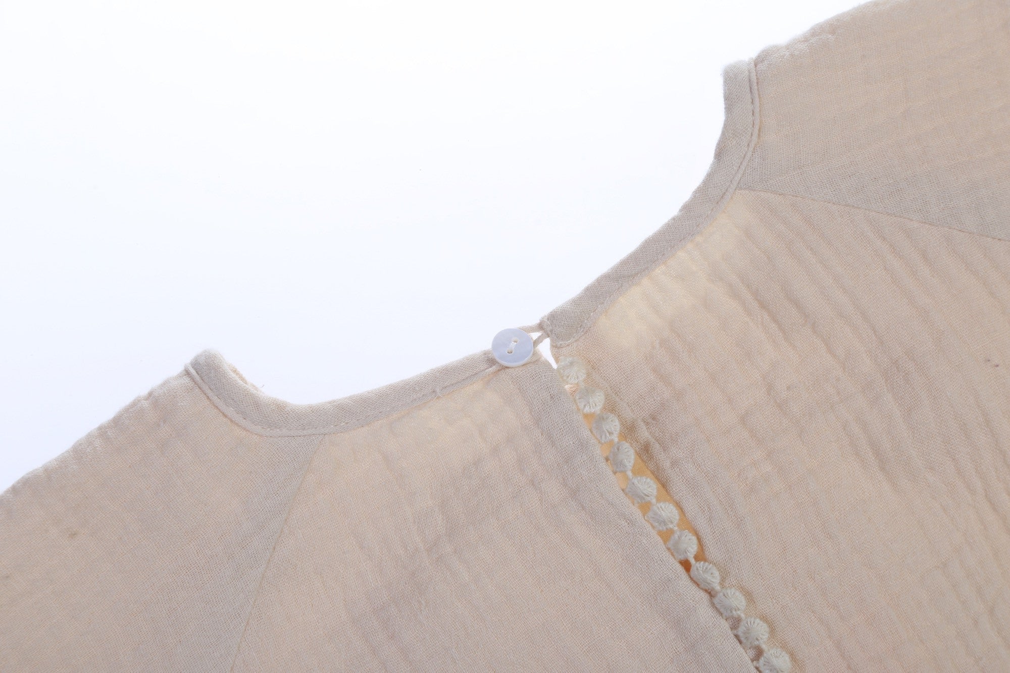 Girls Beige Embroidered Trims Cotton 'Delhi' Blouse - CÉMAROSE | Children's Fashion Store - 7