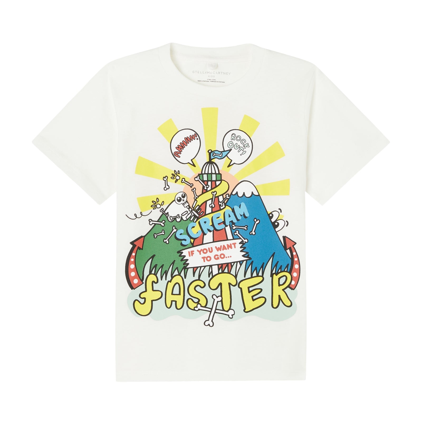 Boys & Girls White Printed Cotton T-Shirt