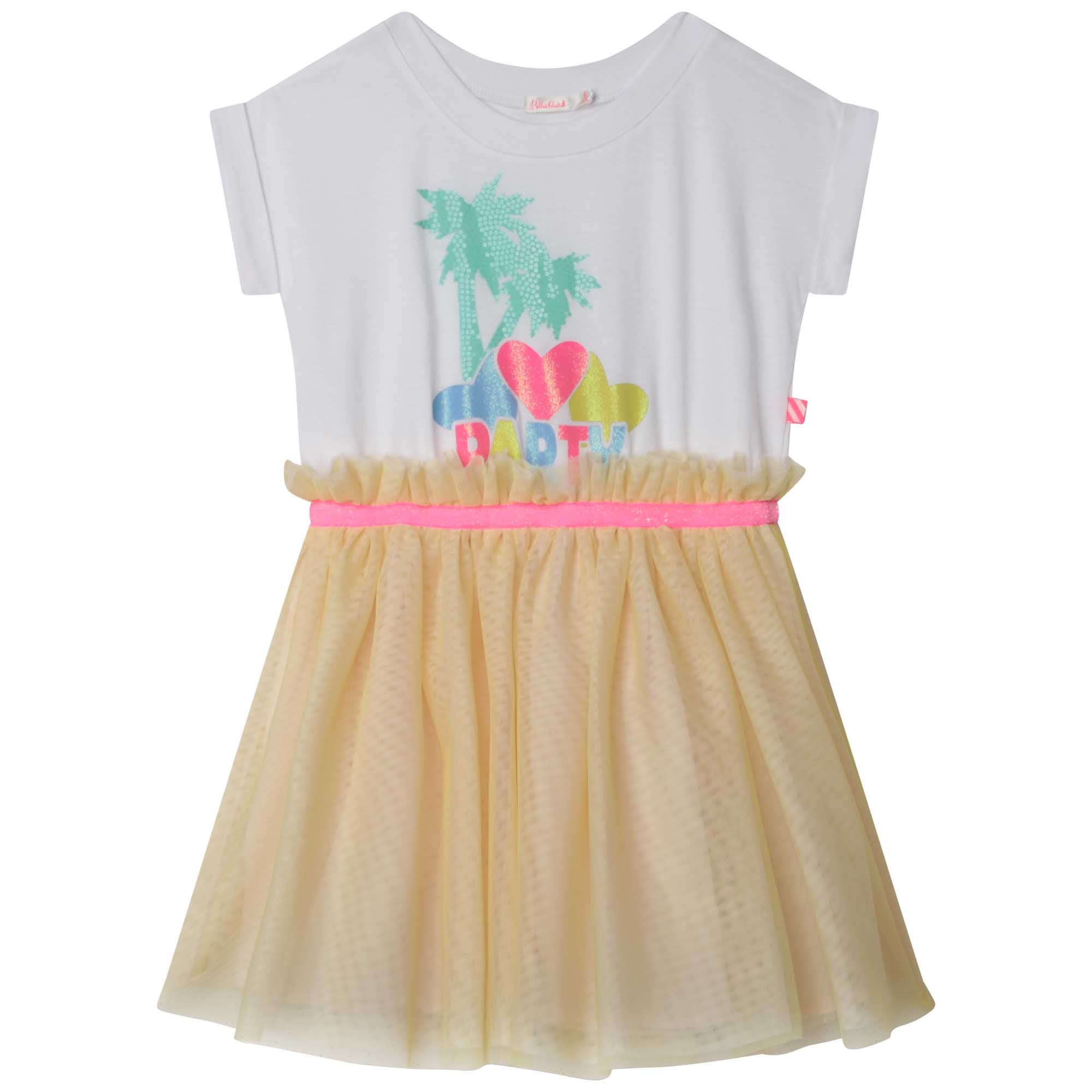 Girls White Printed Dress