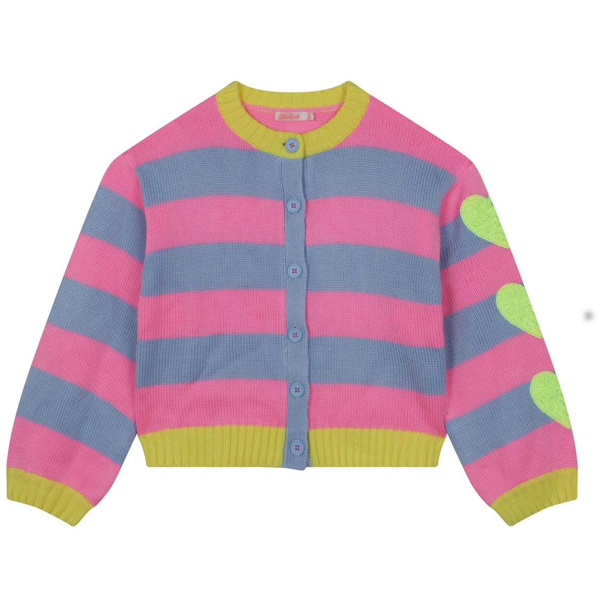 Girls Pink Stripes Cardigan