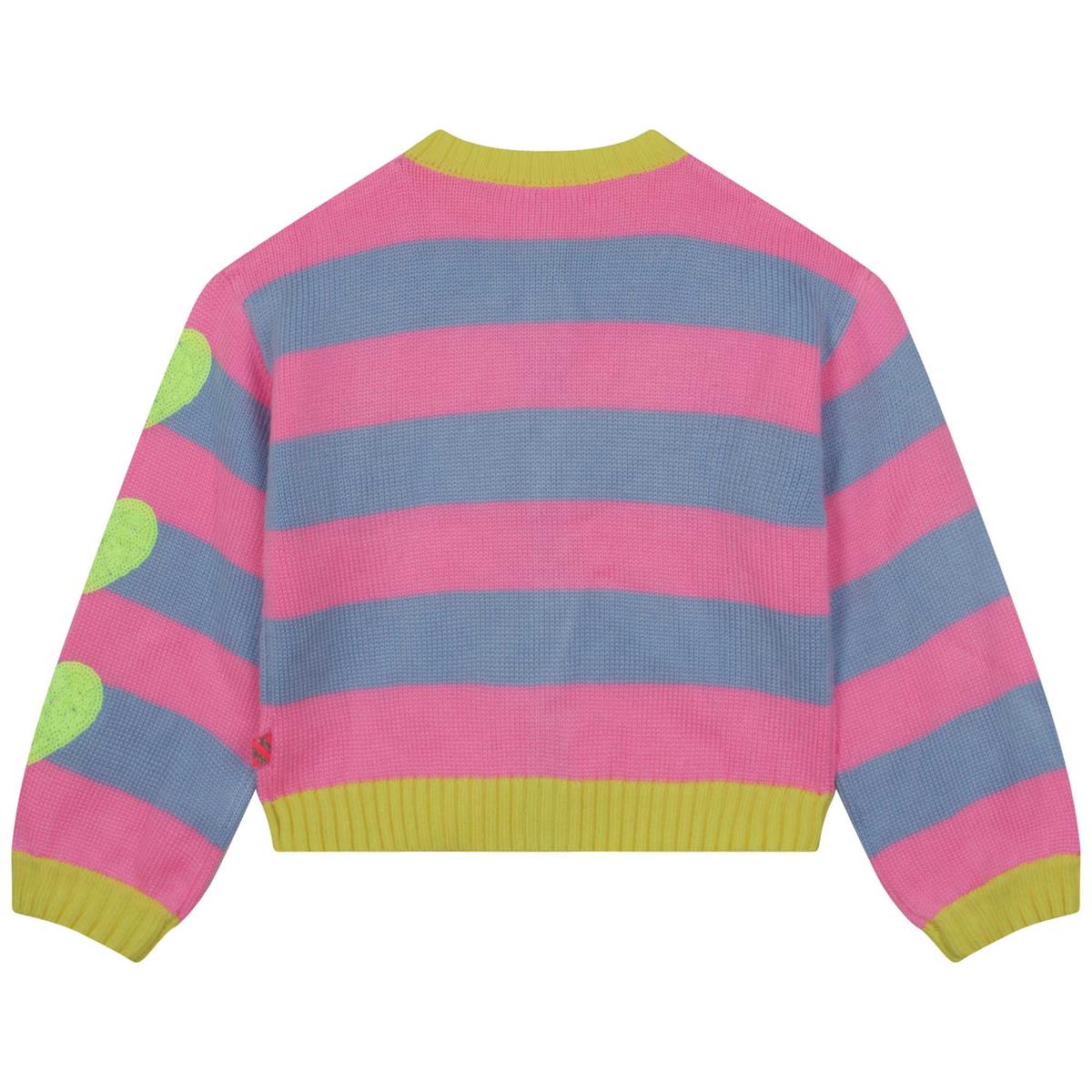 Girls Pink Stripes Cardigan