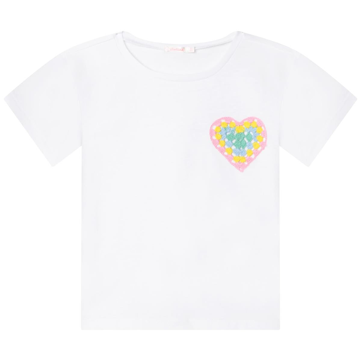 Girls White Cotton T-Shirt