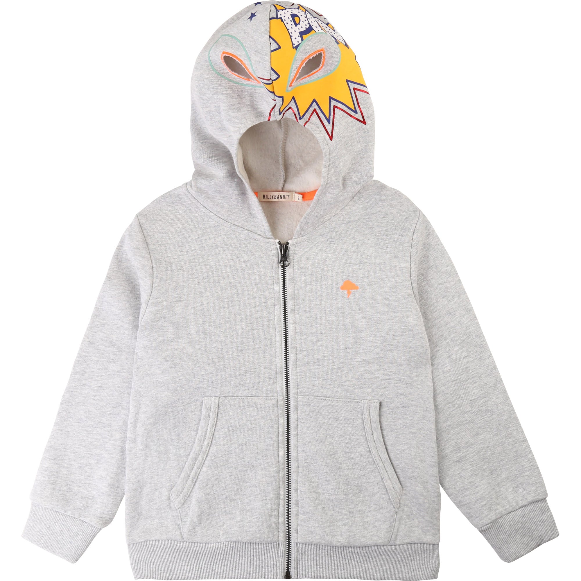 Boys Light Grey Zip Cotton Sweatshirt