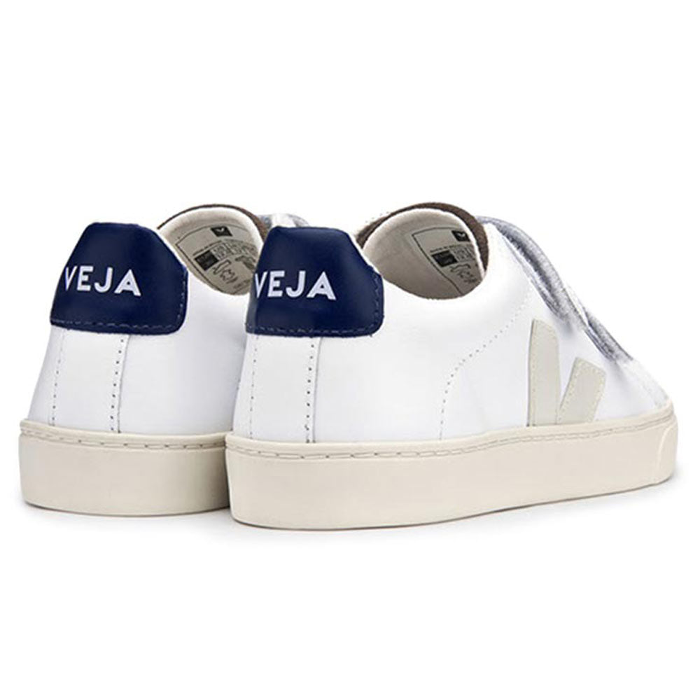Boys & Girls White Velcro Leather Shoes With Brown Front