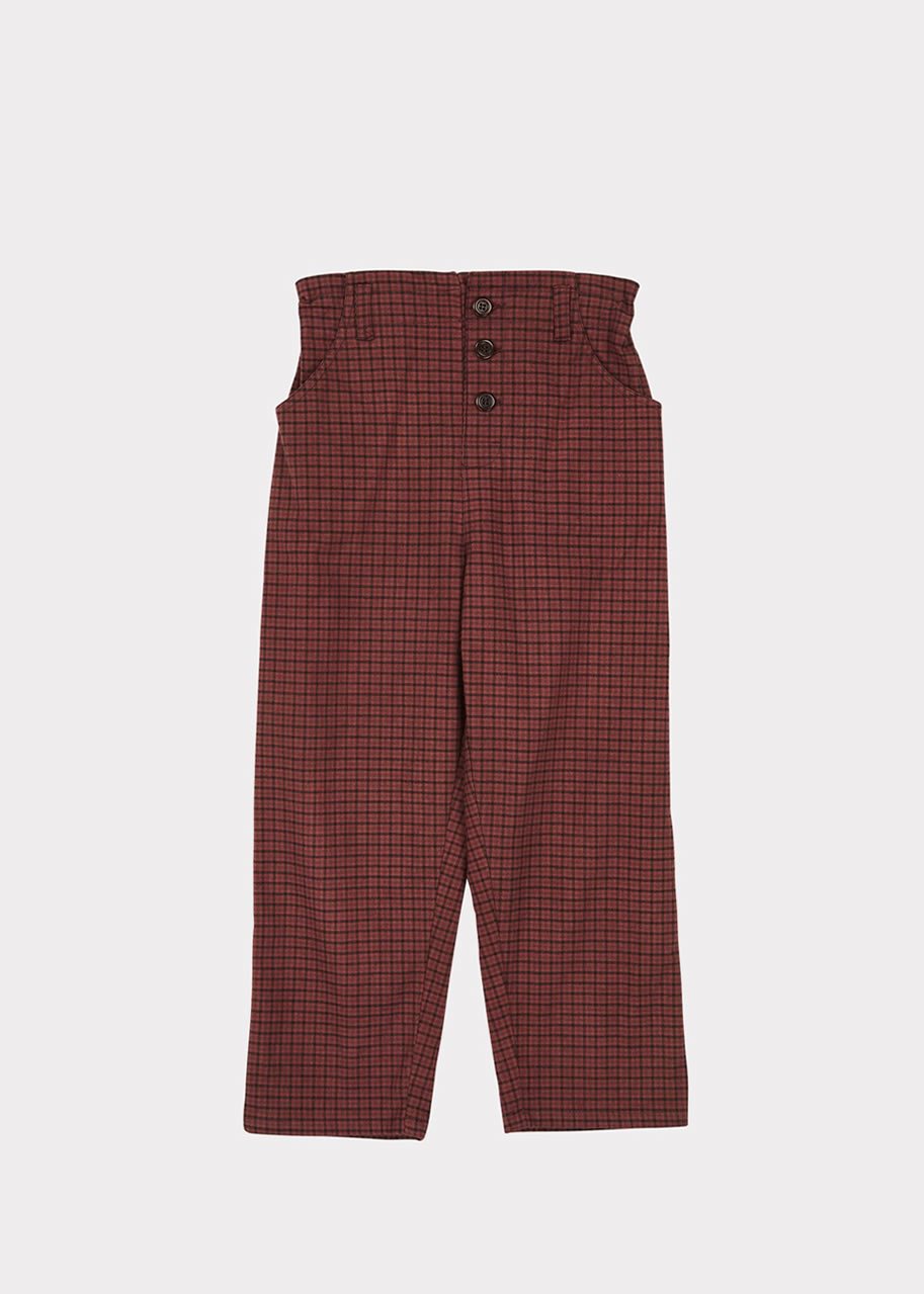 Girls Burgundy Check Vulture Trousers