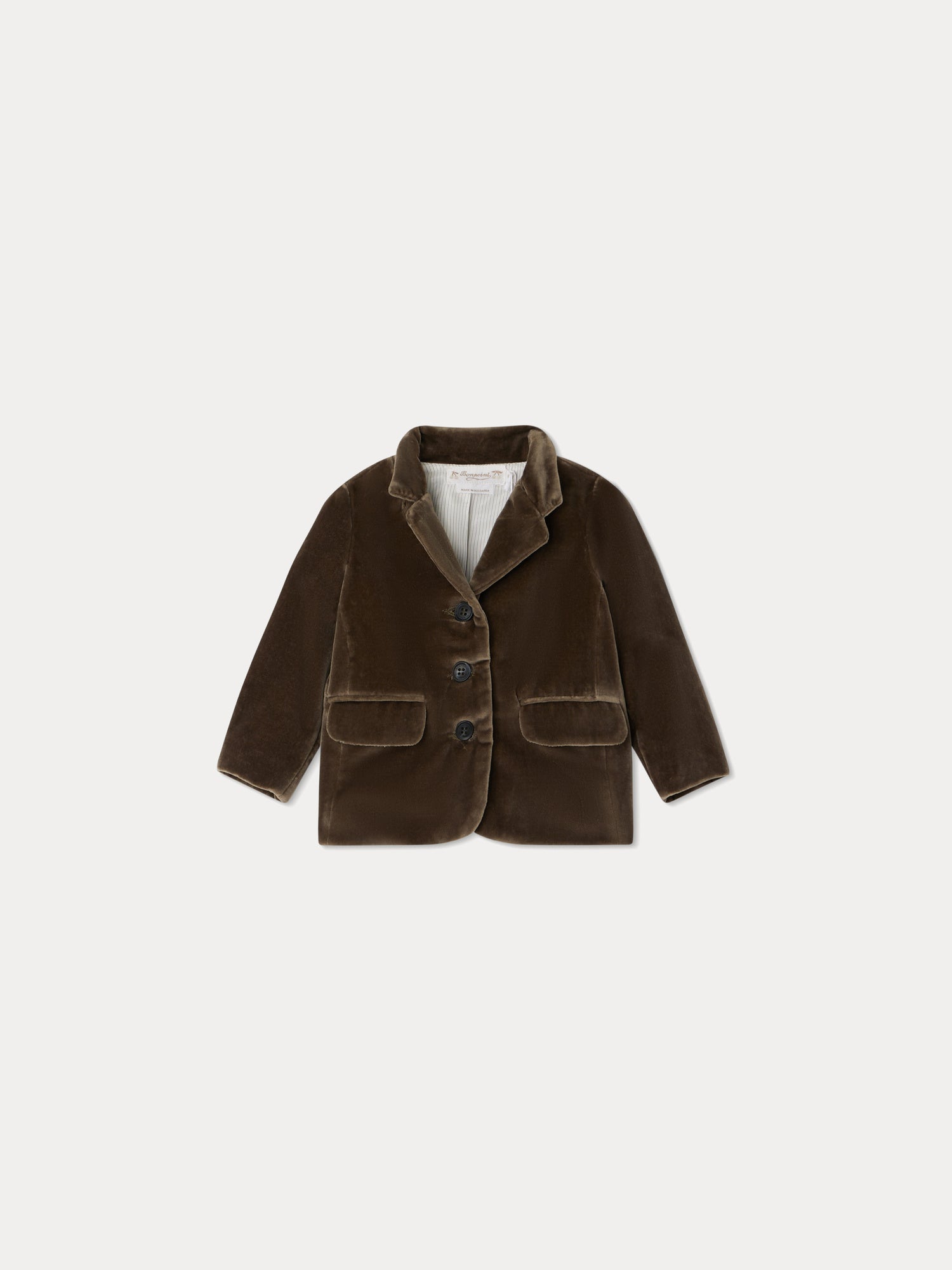 Baby Boys Taupe Velvet Coat
