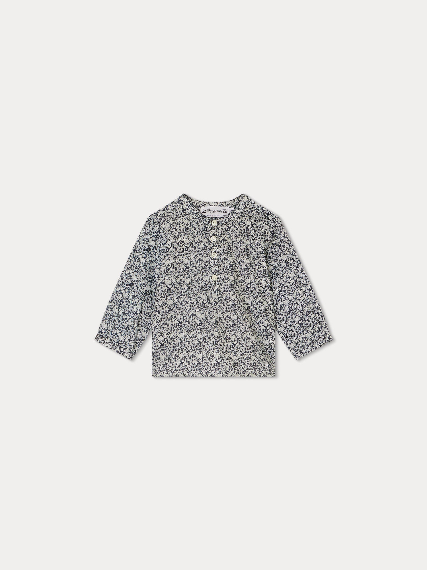 Baby Boys Navy Floral Cotton Shirt