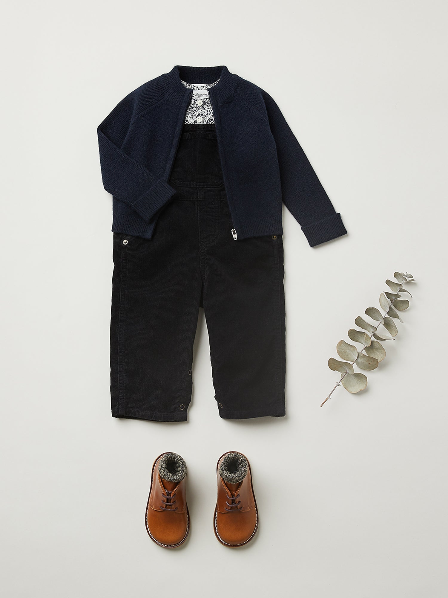 Baby Boys Navy Floral Cotton Shirt