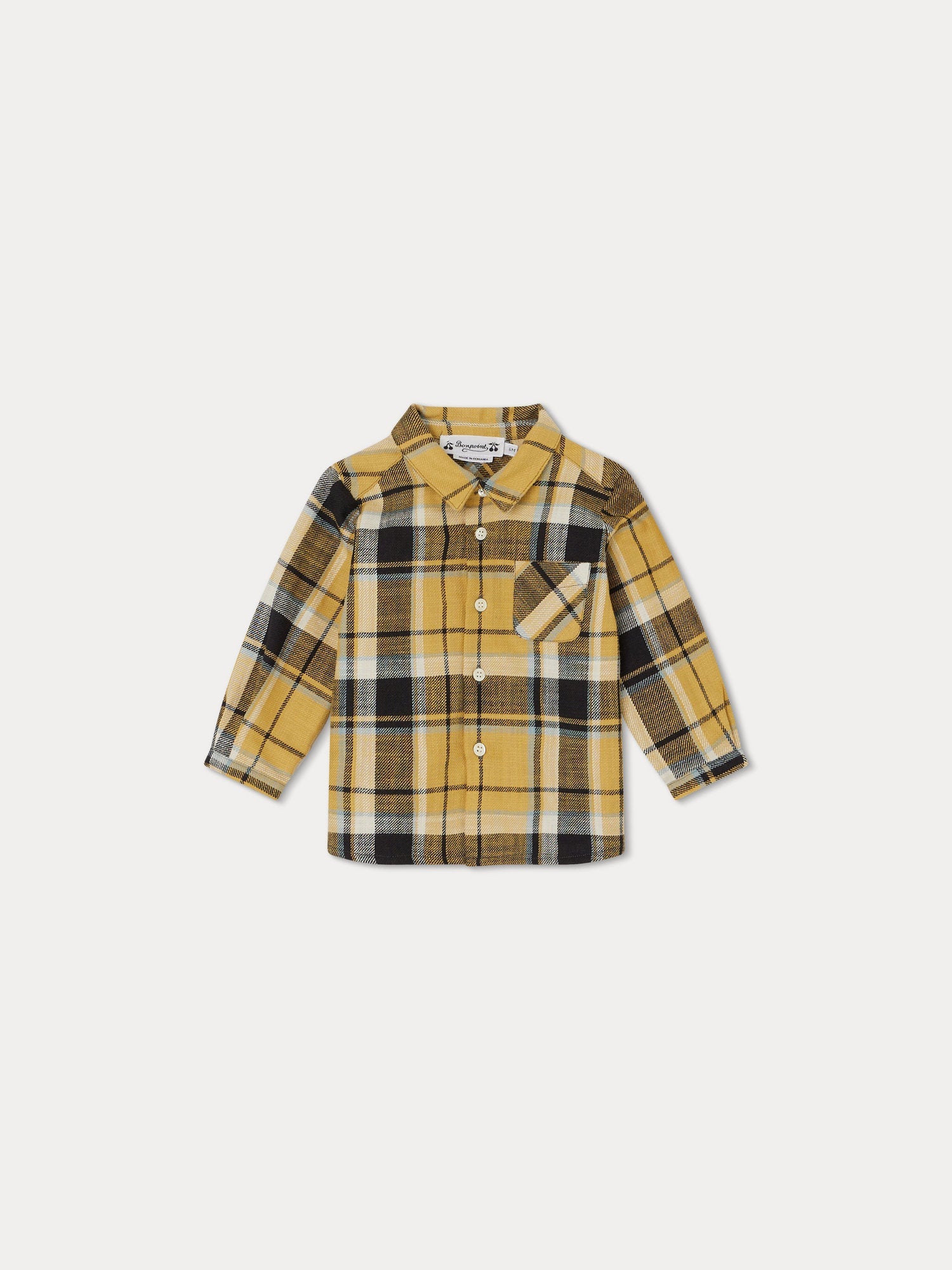 Baby Boys Yellow Check Cotton Shirt