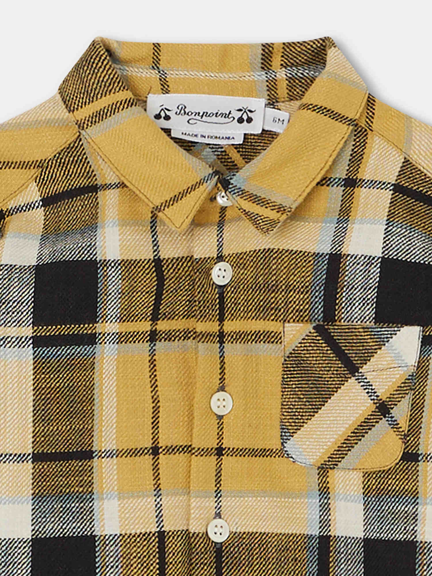 Baby Boys Yellow Check Cotton Shirt