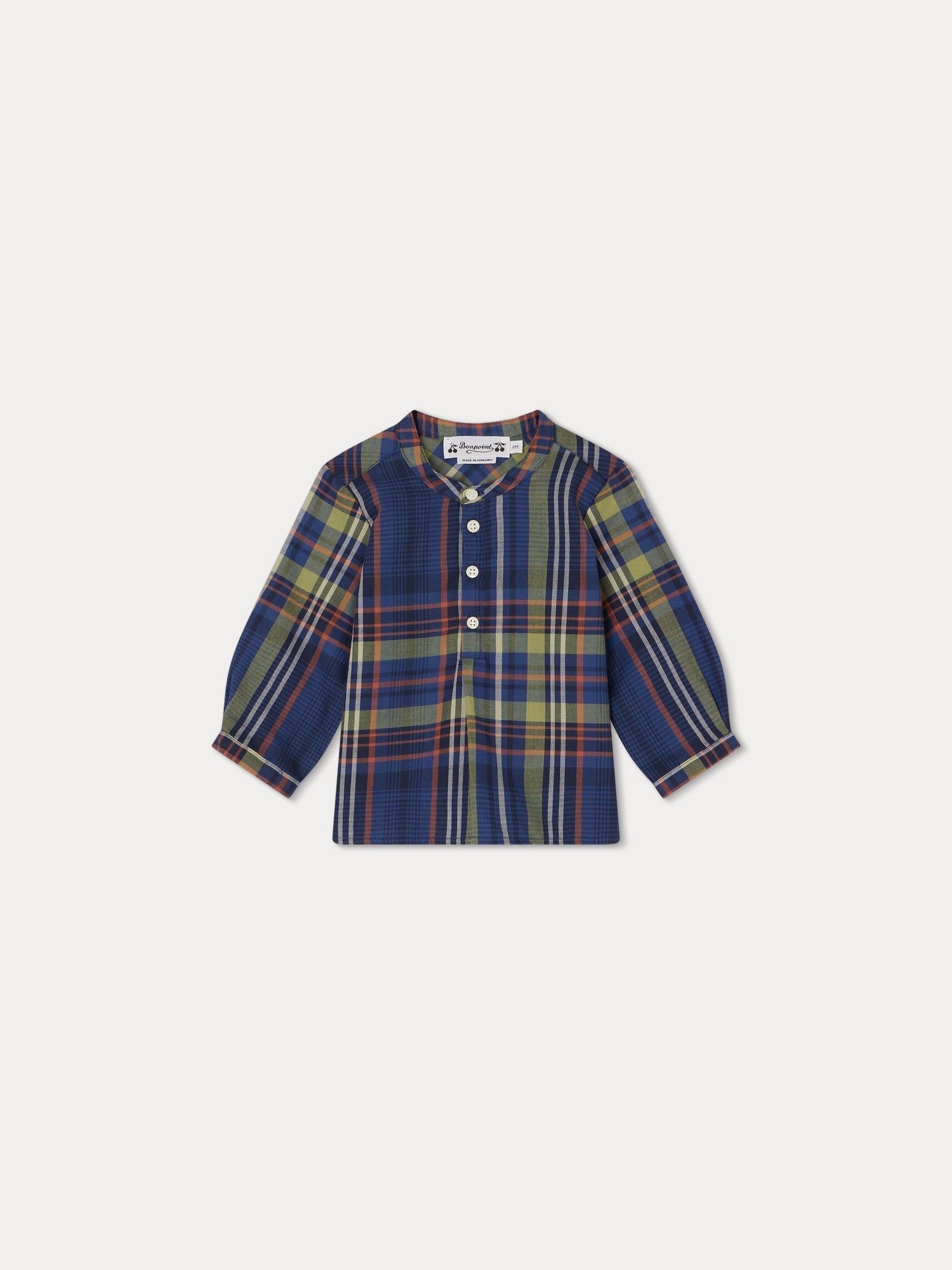Baby Boys Navy Check Cotton Shirt